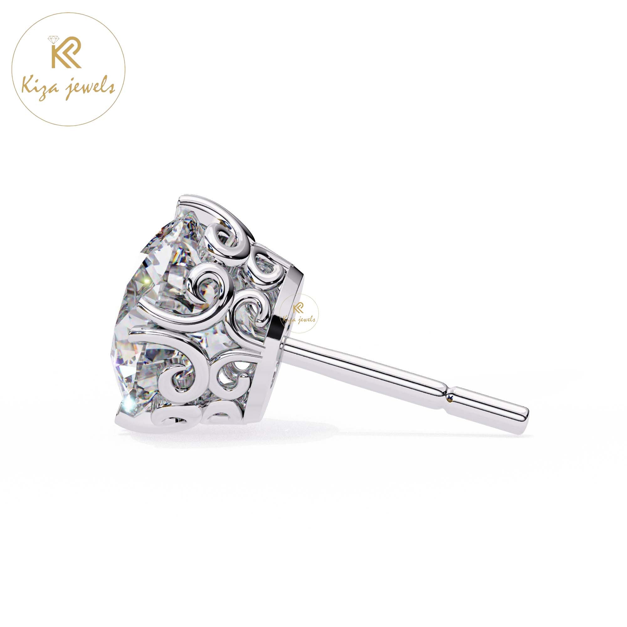 2.57 TDW Round Cut Diamond Women's Stud Earring