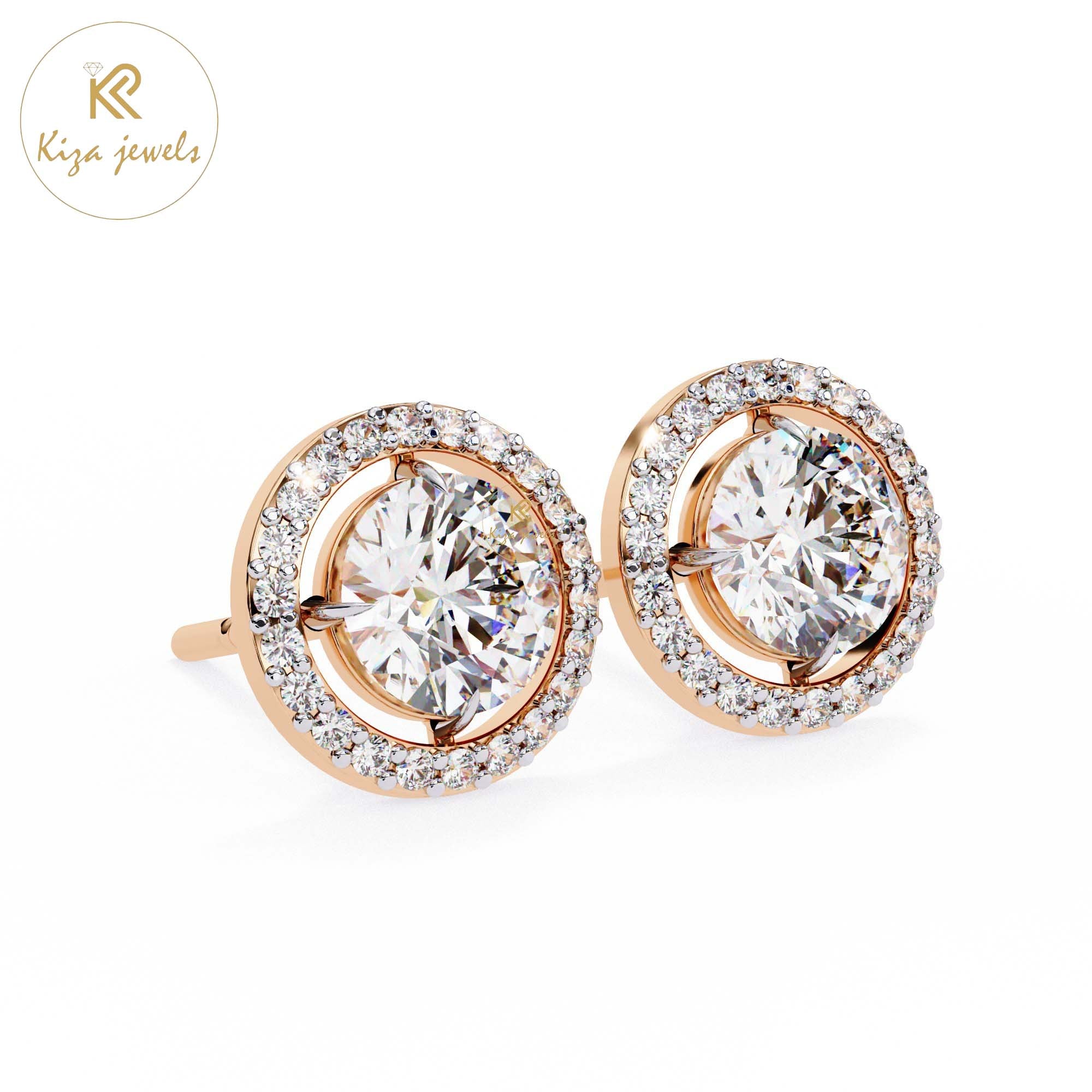 1.84TDW Round Cut Diamond Women's Stud Earring