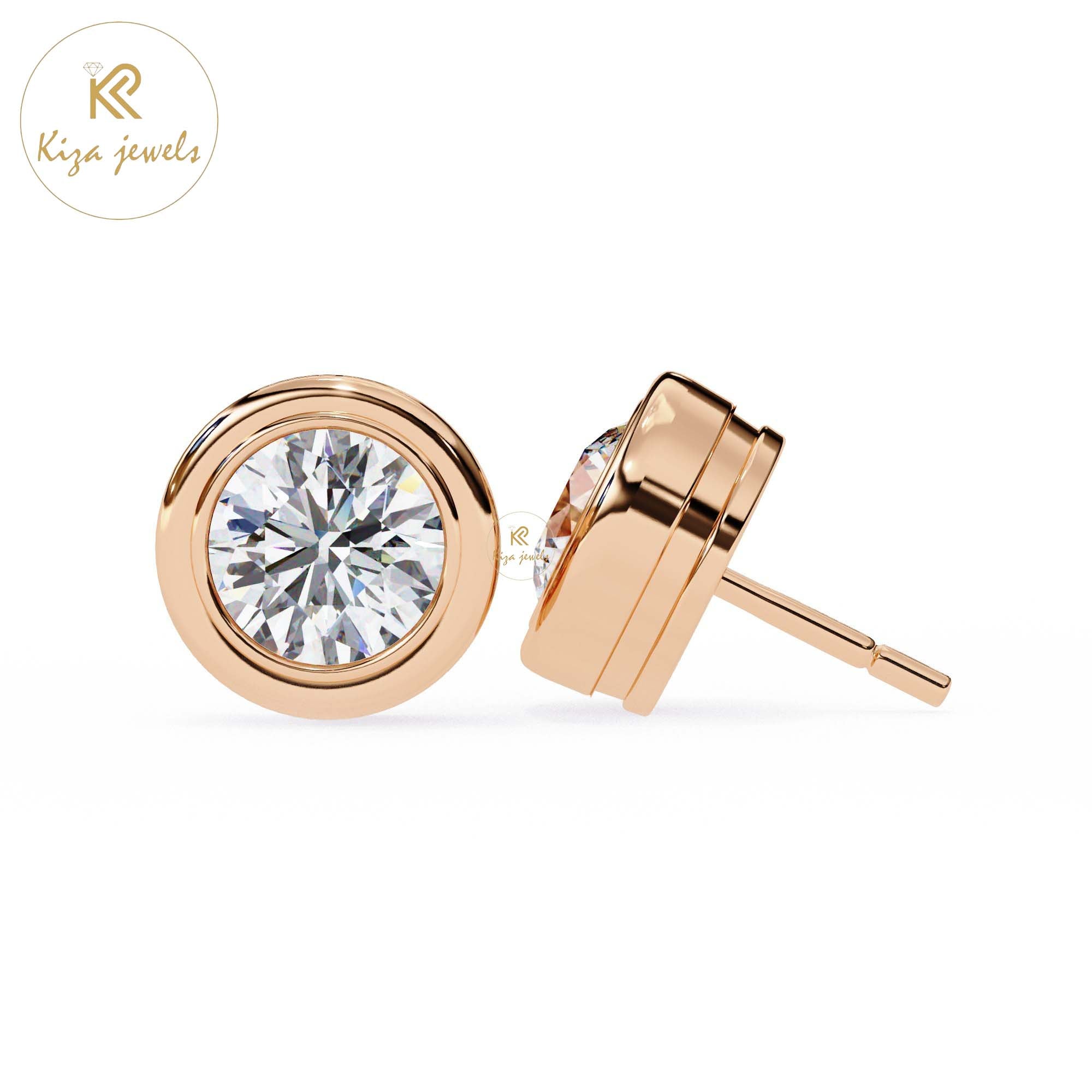 2.43 TDW Round Cut Diamond Women's Stud Earring