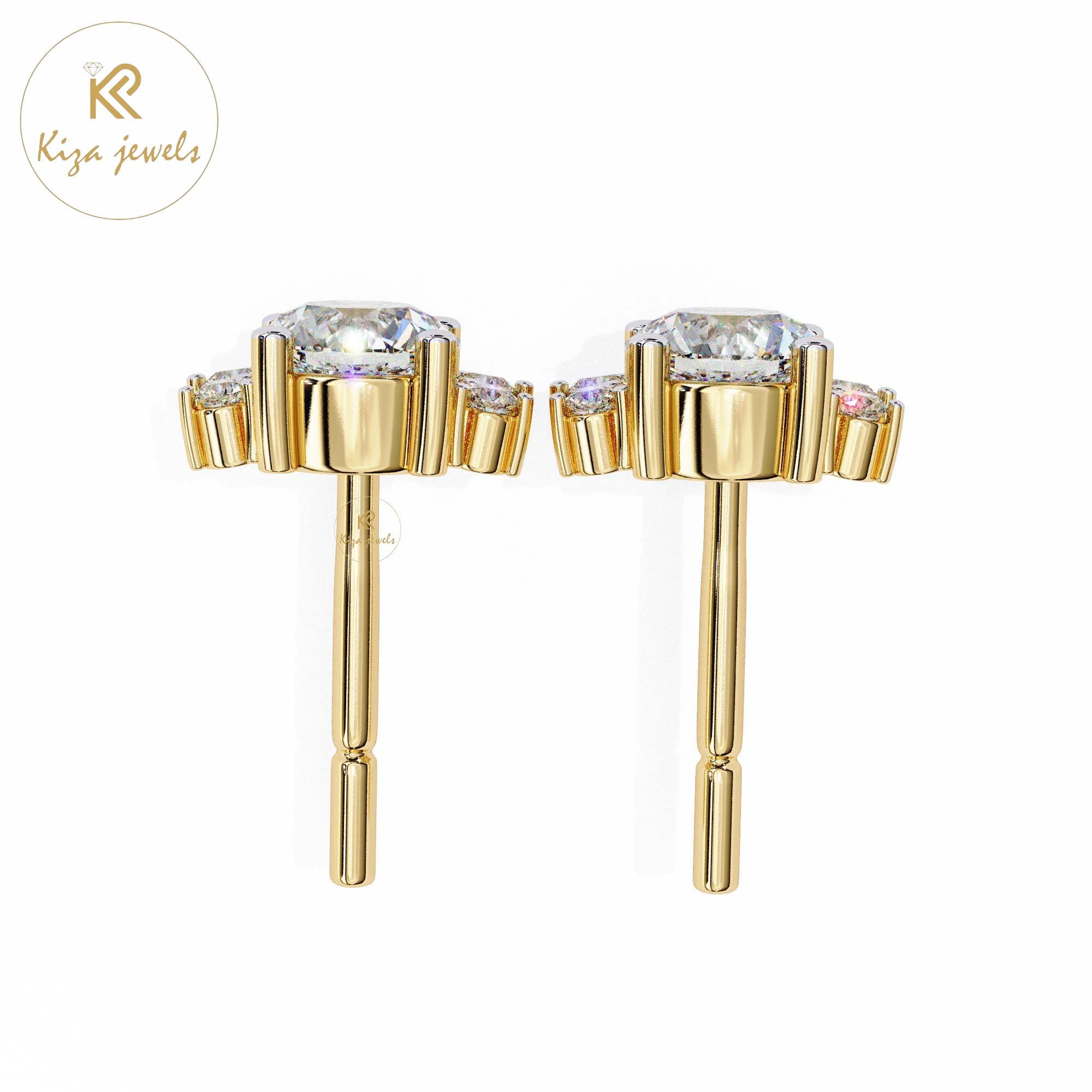 0.88 TDW Round & Marquise Cut Diamond Women's Stud Earring