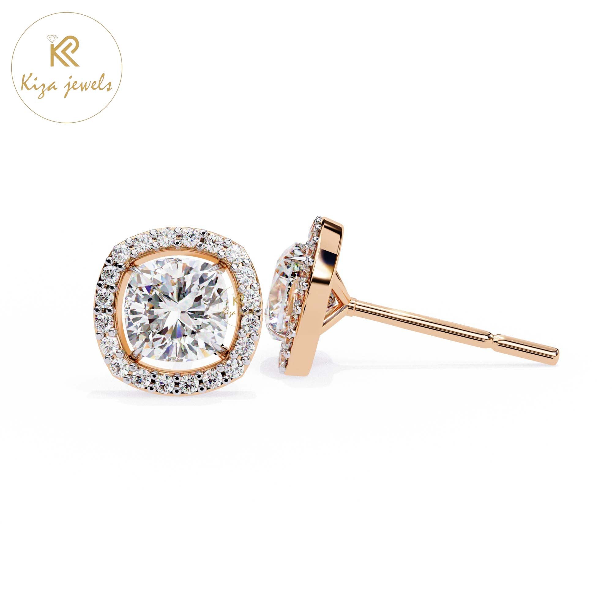 1.92 TDW Cushion & Round Cut Diamond Women's Stud Earring