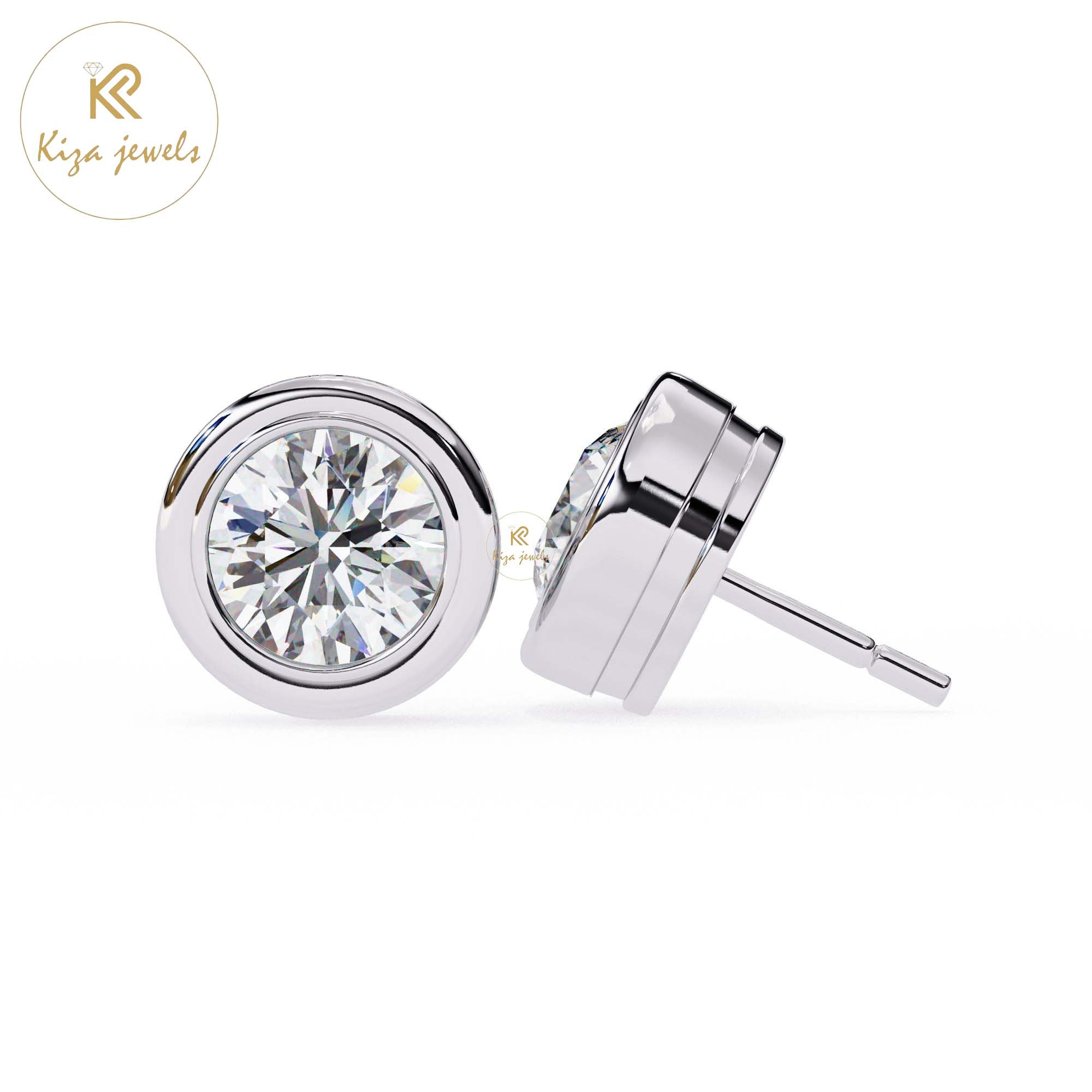 2.43 TDW Round Cut Diamond Women's Stud Earring