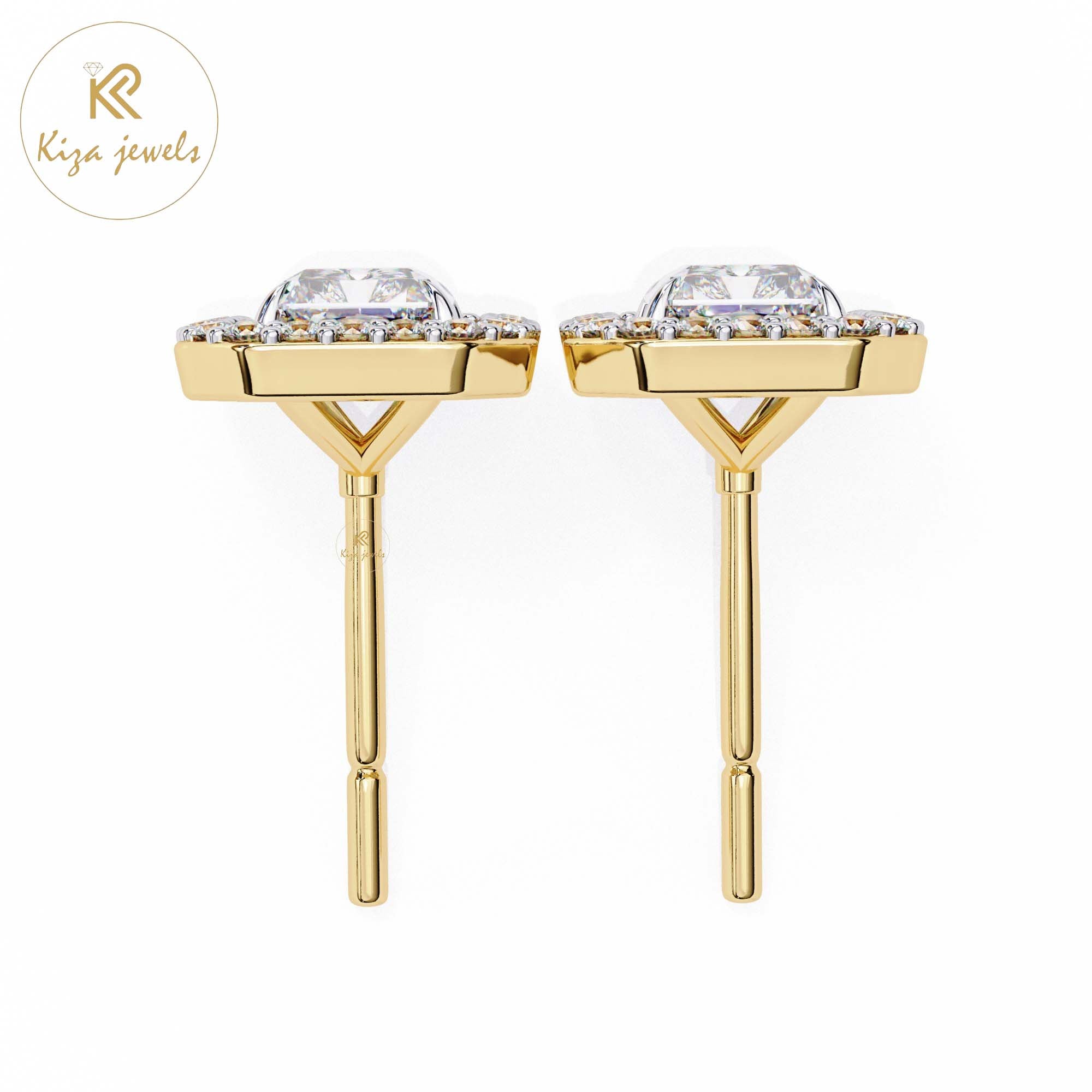 1.92 TDW Radiant & Round Cut Diamond Women's Stud Earring