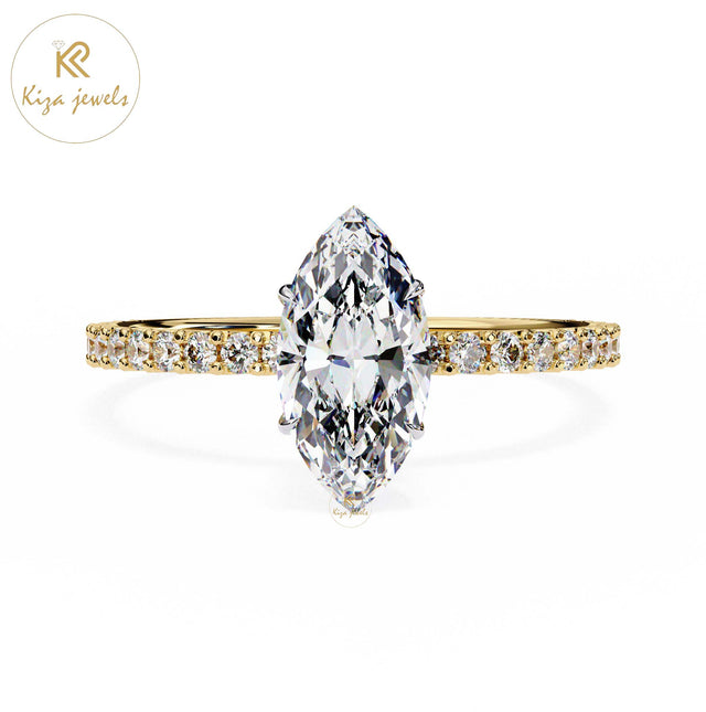 1.115 TDW Round & Marquise Cut Women's Diamond Halo Ring