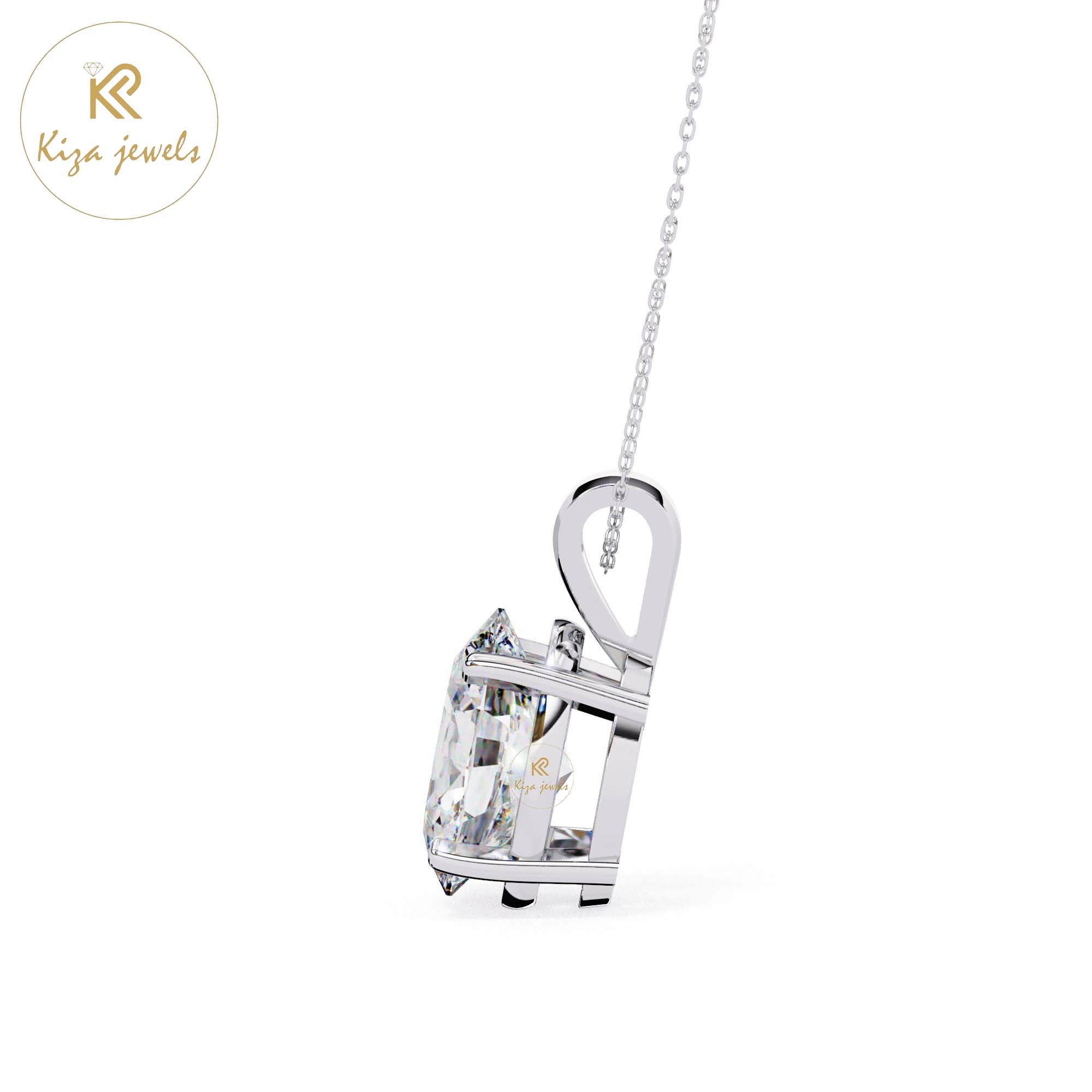 2.48 TDW Oval Cut Diamond Solitaire Pendant With Chain