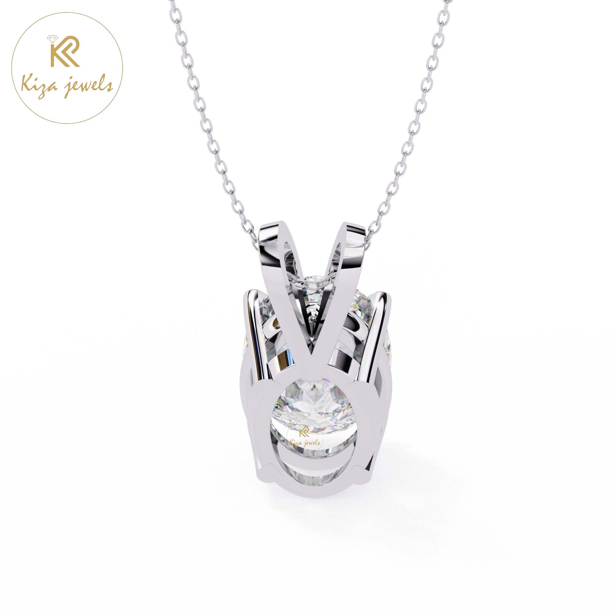 2.48 TDW Oval Cut Diamond Solitaire Pendant With Chain