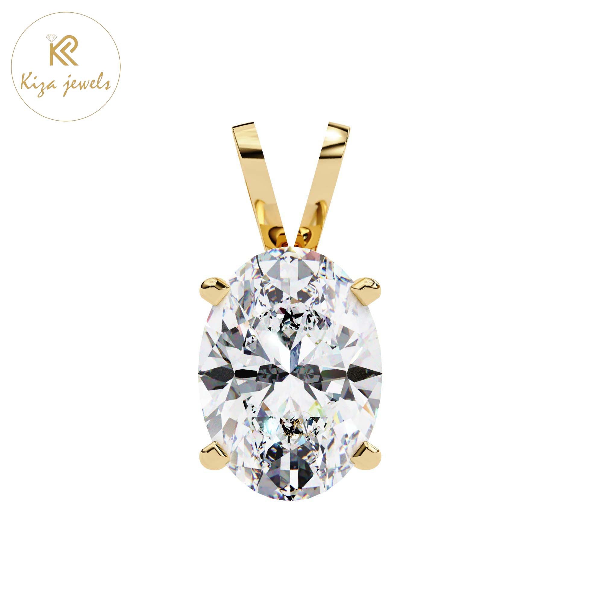 2.48 TDW Oval Cut Diamond Solitaire Pendant With Chain