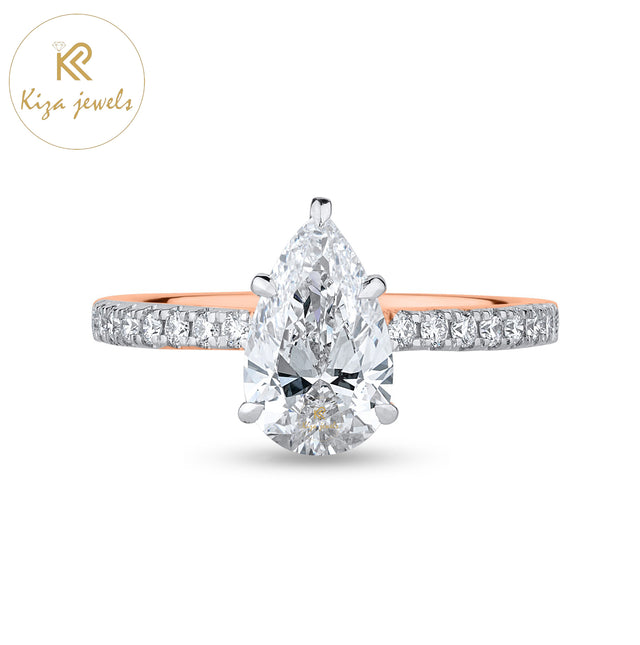 2.30 TDW Pear & Round Cut Diamond Women's Engagement Ring