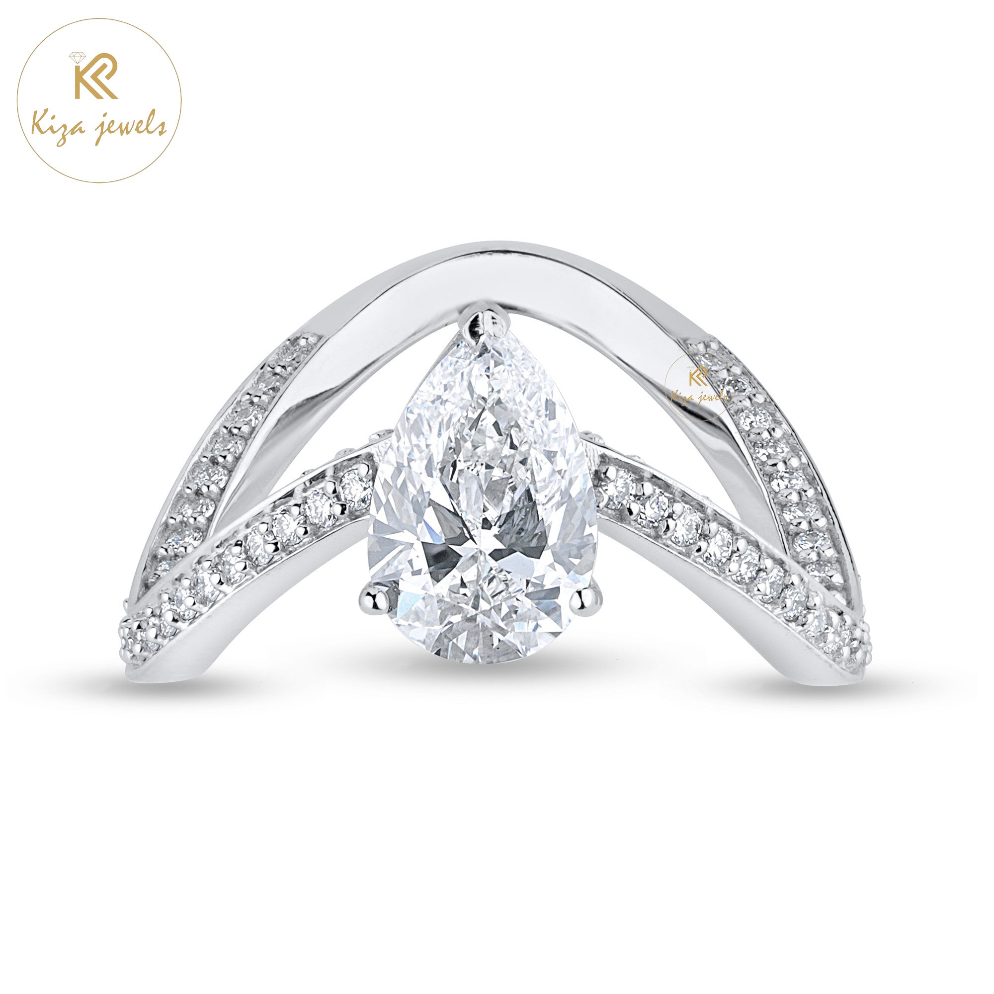 2.50 TDW Pear & Round Cut Women's Diamond Engagement Ring