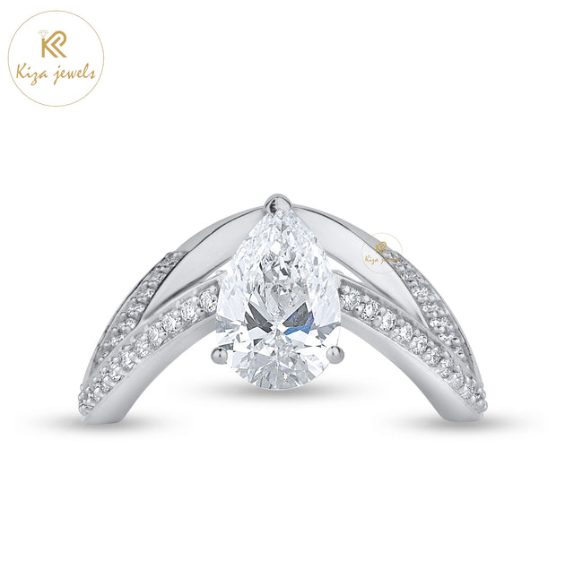 2.50 TDW Pear & Round Cut Women's Diamond Engagement Ring