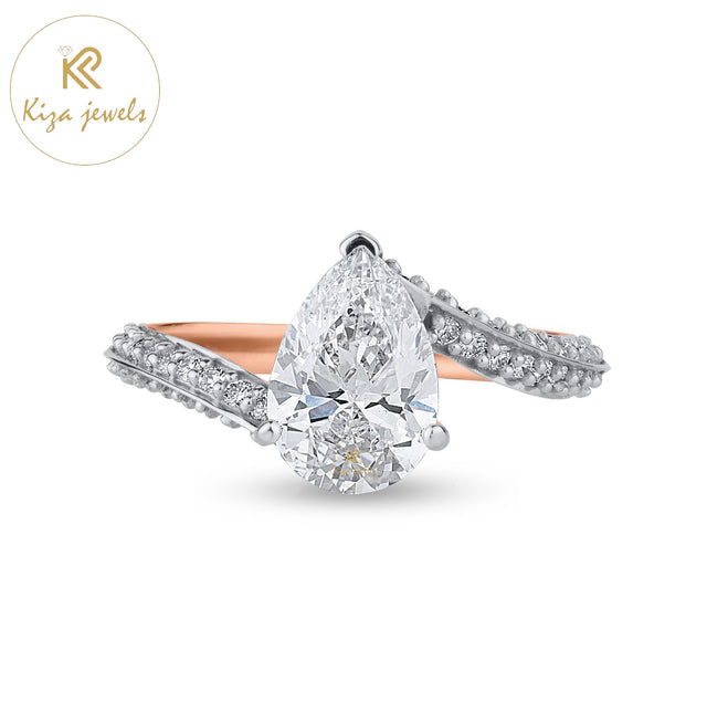 2.12 TDW Pear & Round Cut Diamond Women's Engagement Ring