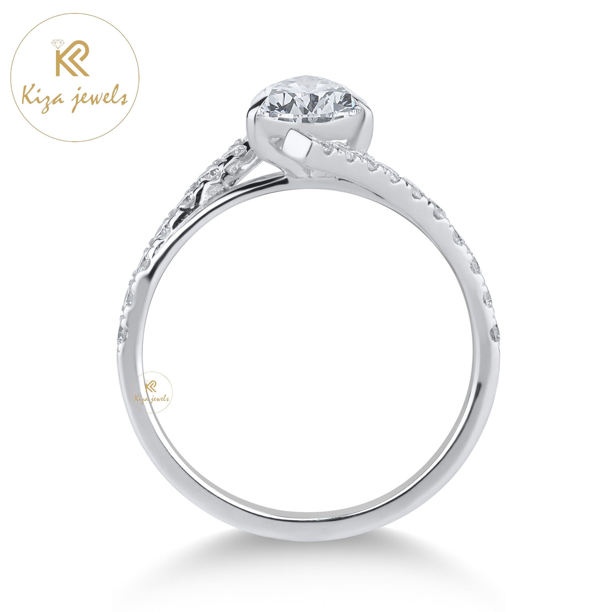 1.44 TDW Pear & Round Cut Diamond Women's Engagement Ring