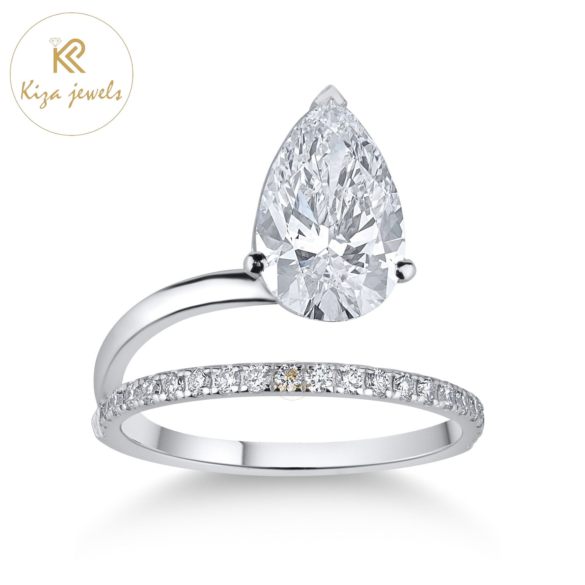 2.67 TDW Pear & Round Cut Diamond Women's Engagement Ring