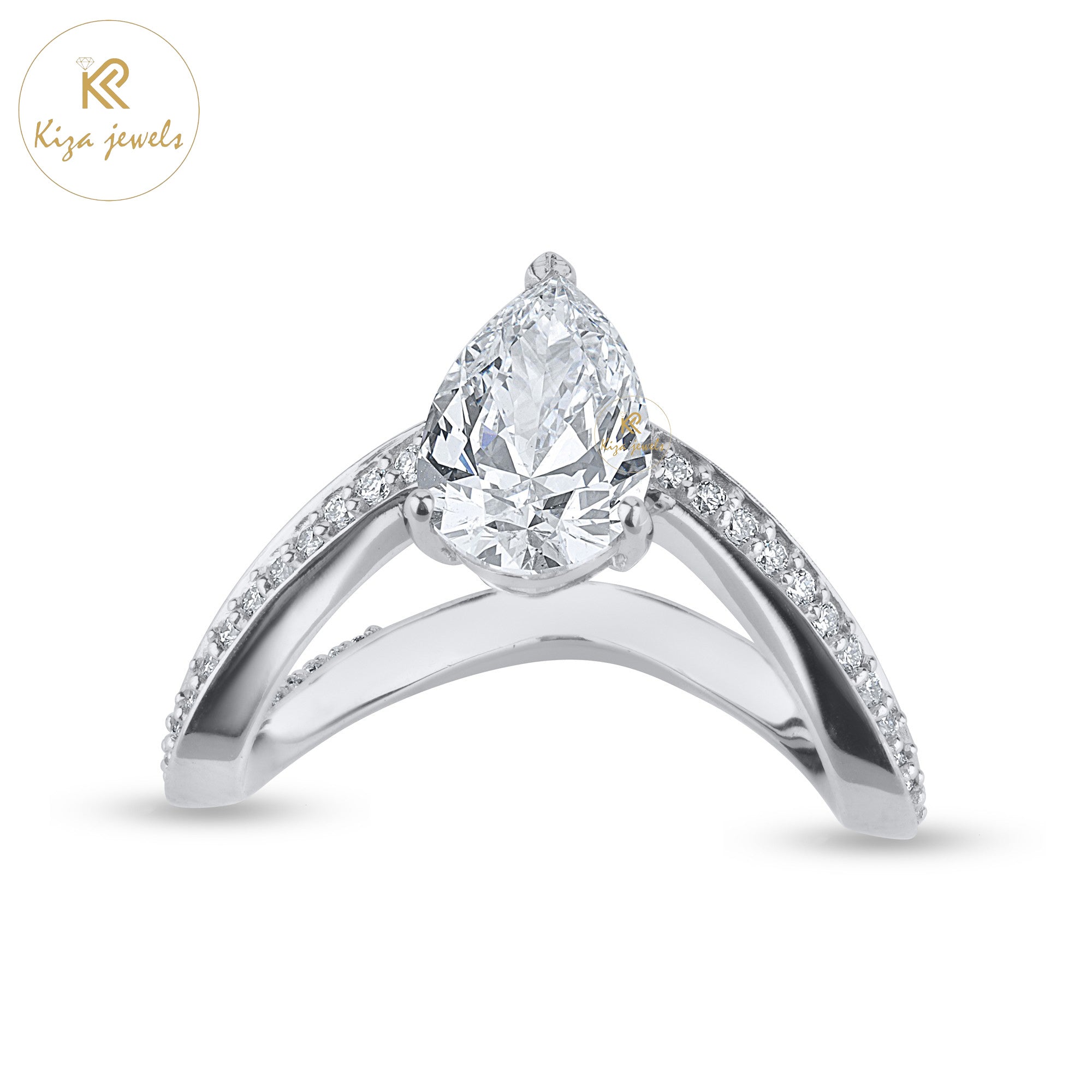 2.50 TDW Pear & Round Cut Women's Diamond Engagement Ring