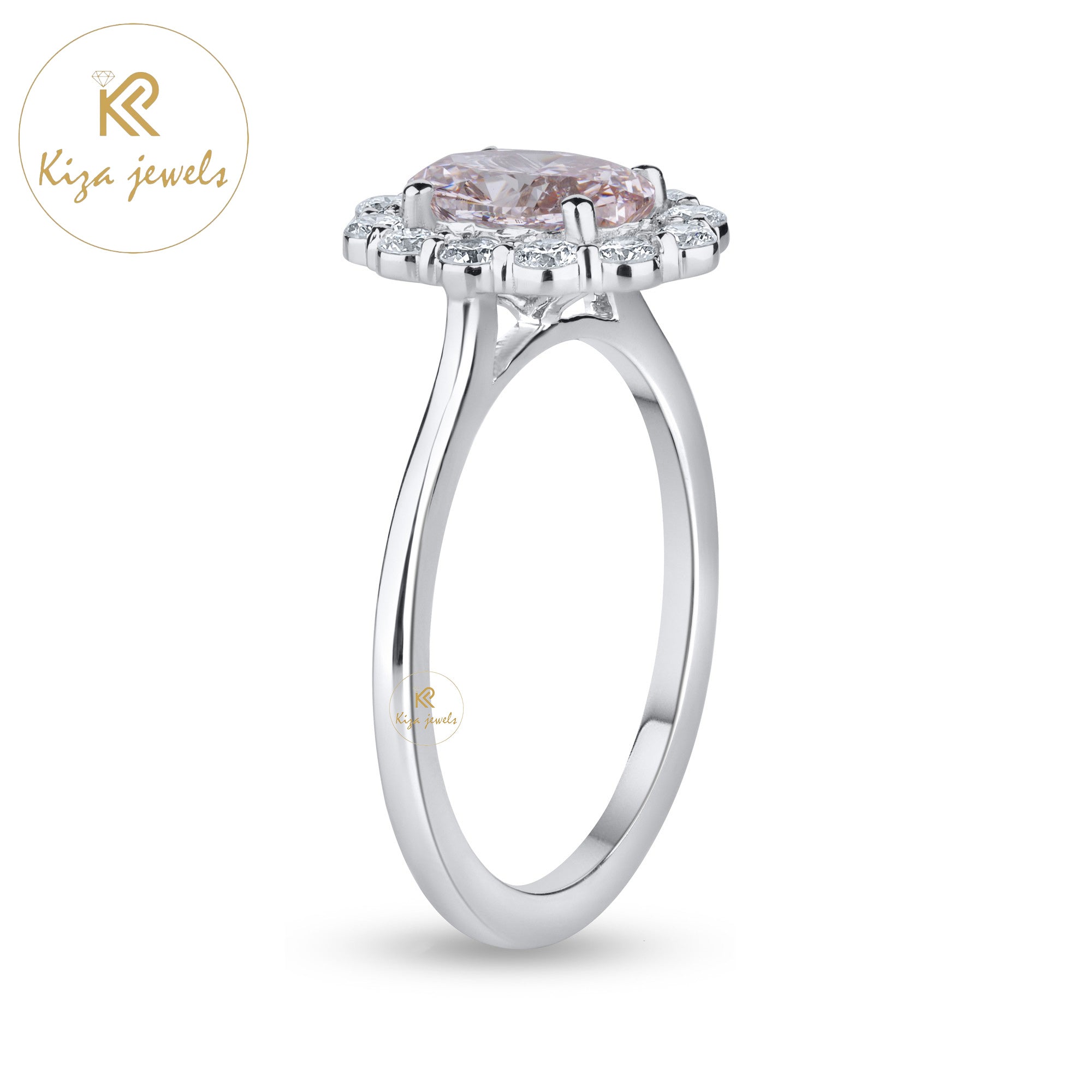 1.21 TDW F.P. Oval & Round Cut Diamond Women's Halo Ring