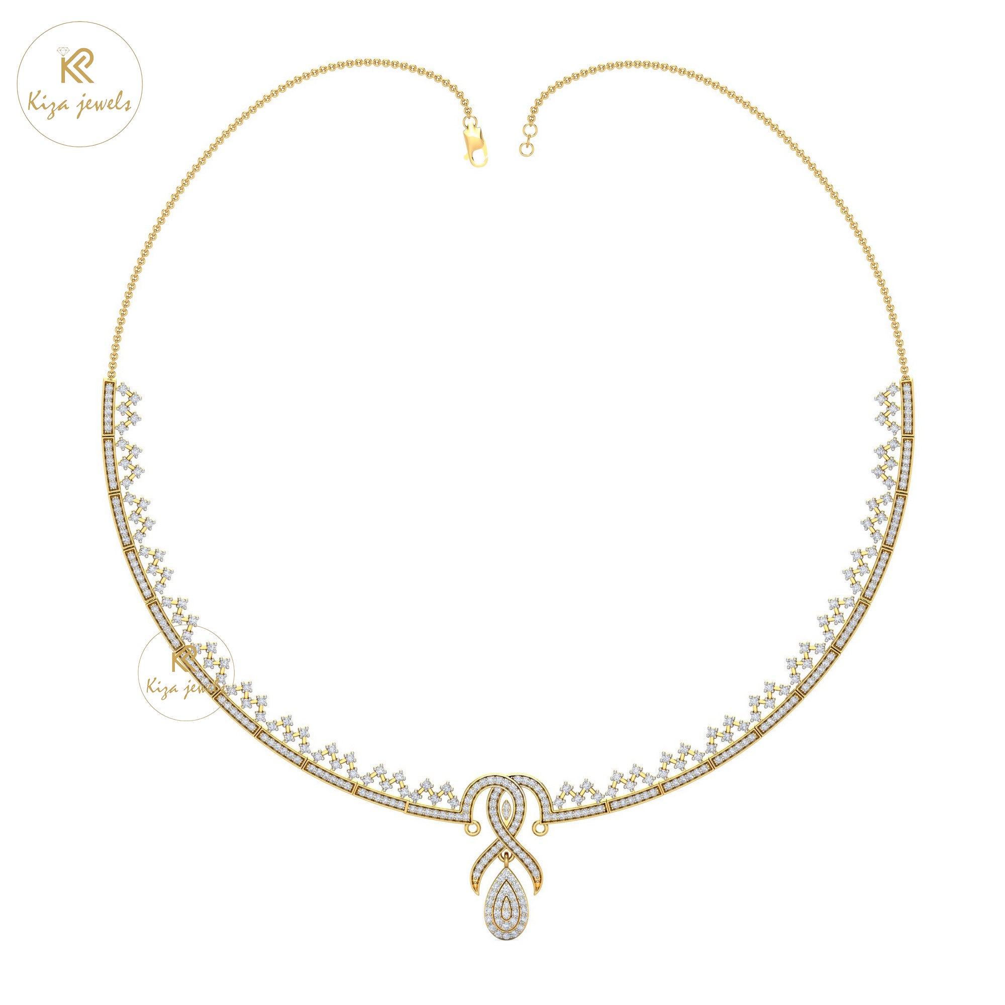 2.674 TDW Round Cut Diamond Yellow Gold Charm Necklace