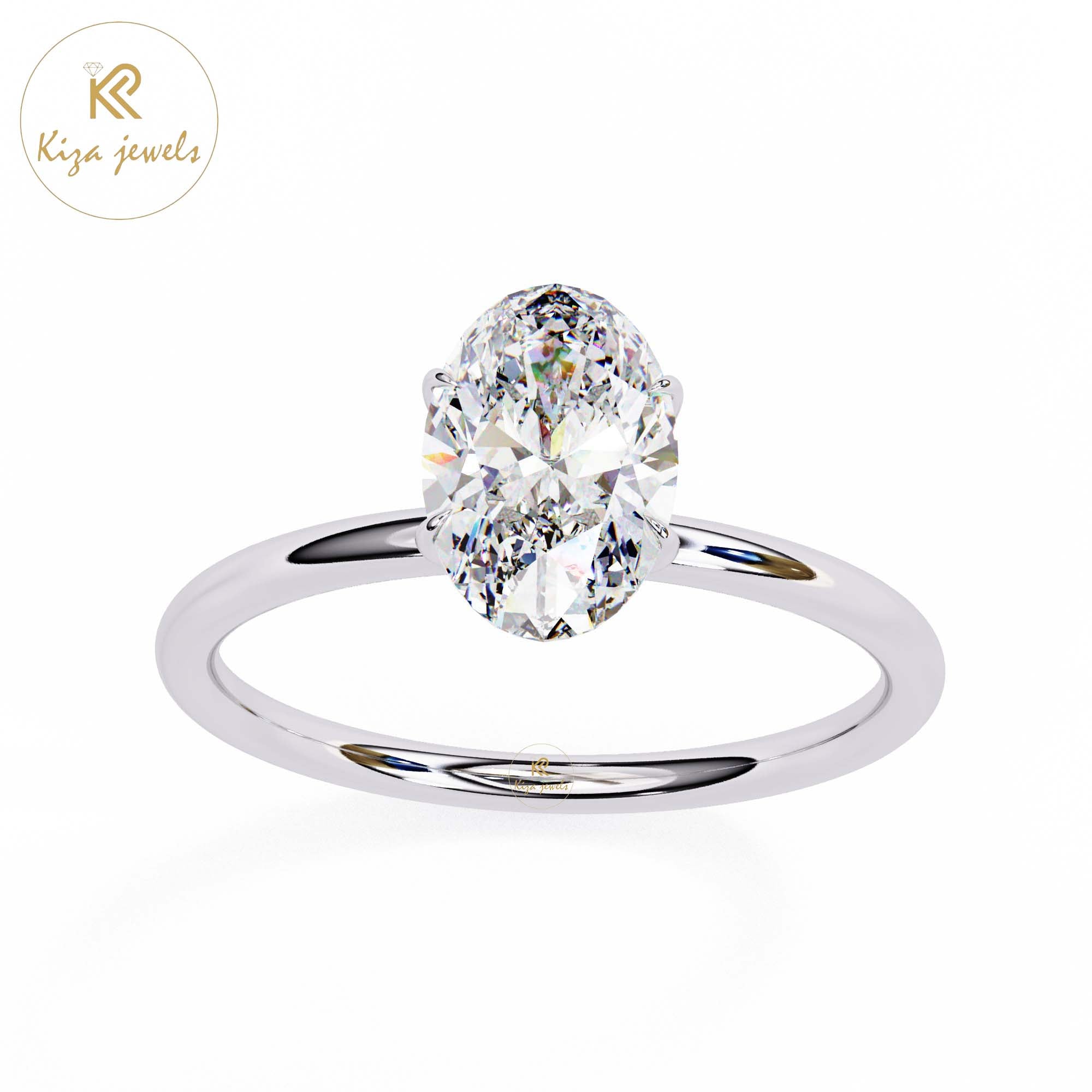 1.20 TDW Oval Cut Women's Diamond Solitaire Ring