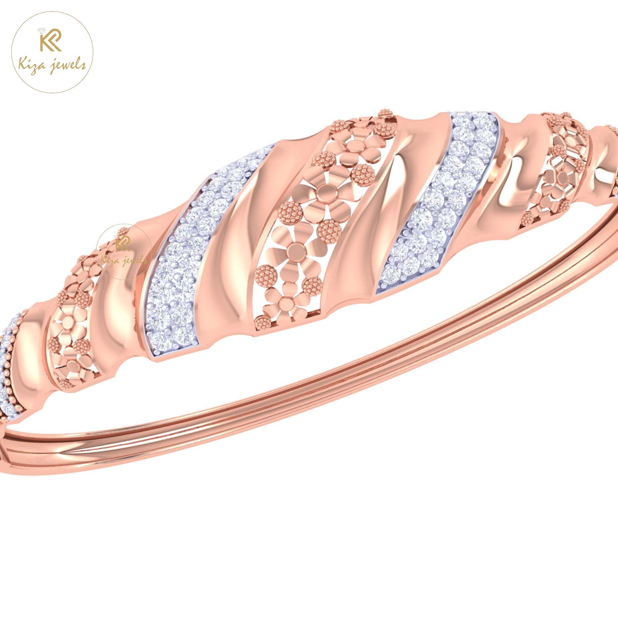 0.64 TDW Round Cut Diamond women's Bangle Bracelet
