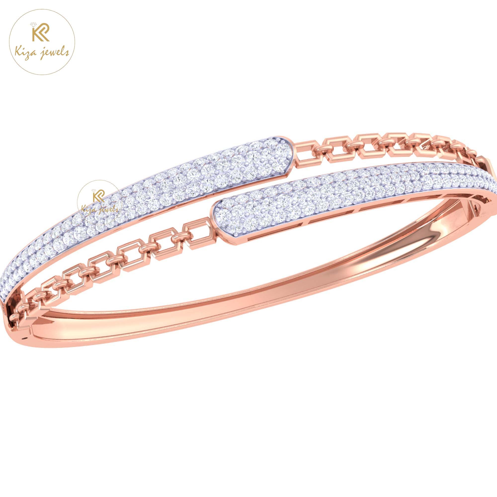 1.44 TDW Round Cut Diamond women's Bangle Bracelet