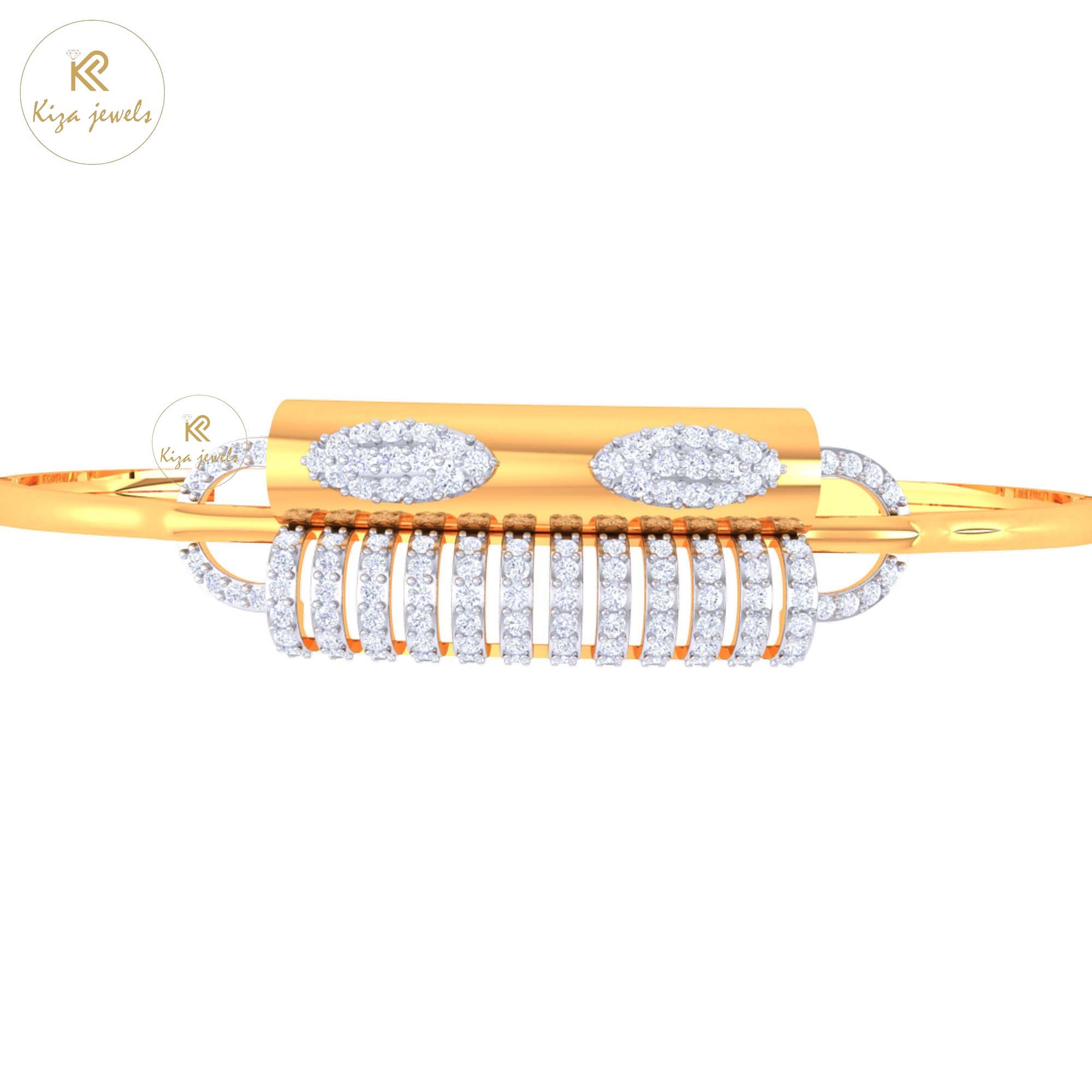 1.52 TDW Round Cut Diamond women's Bangle Bracelet