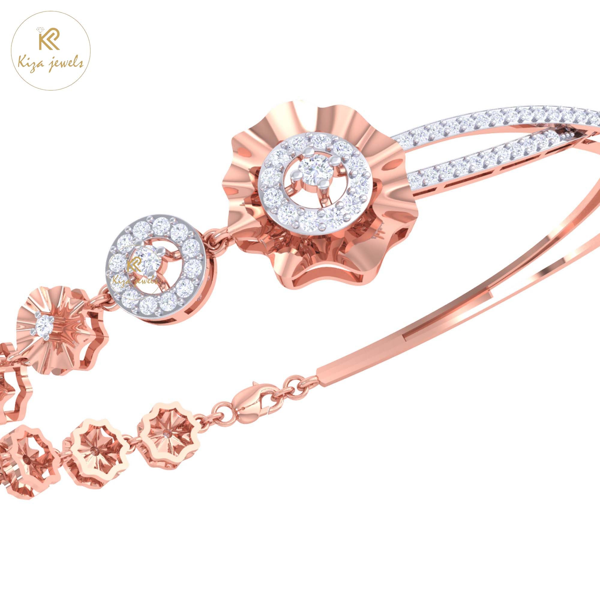 1.40 TDW Round Cut Diamond women's Bangle Bracelet