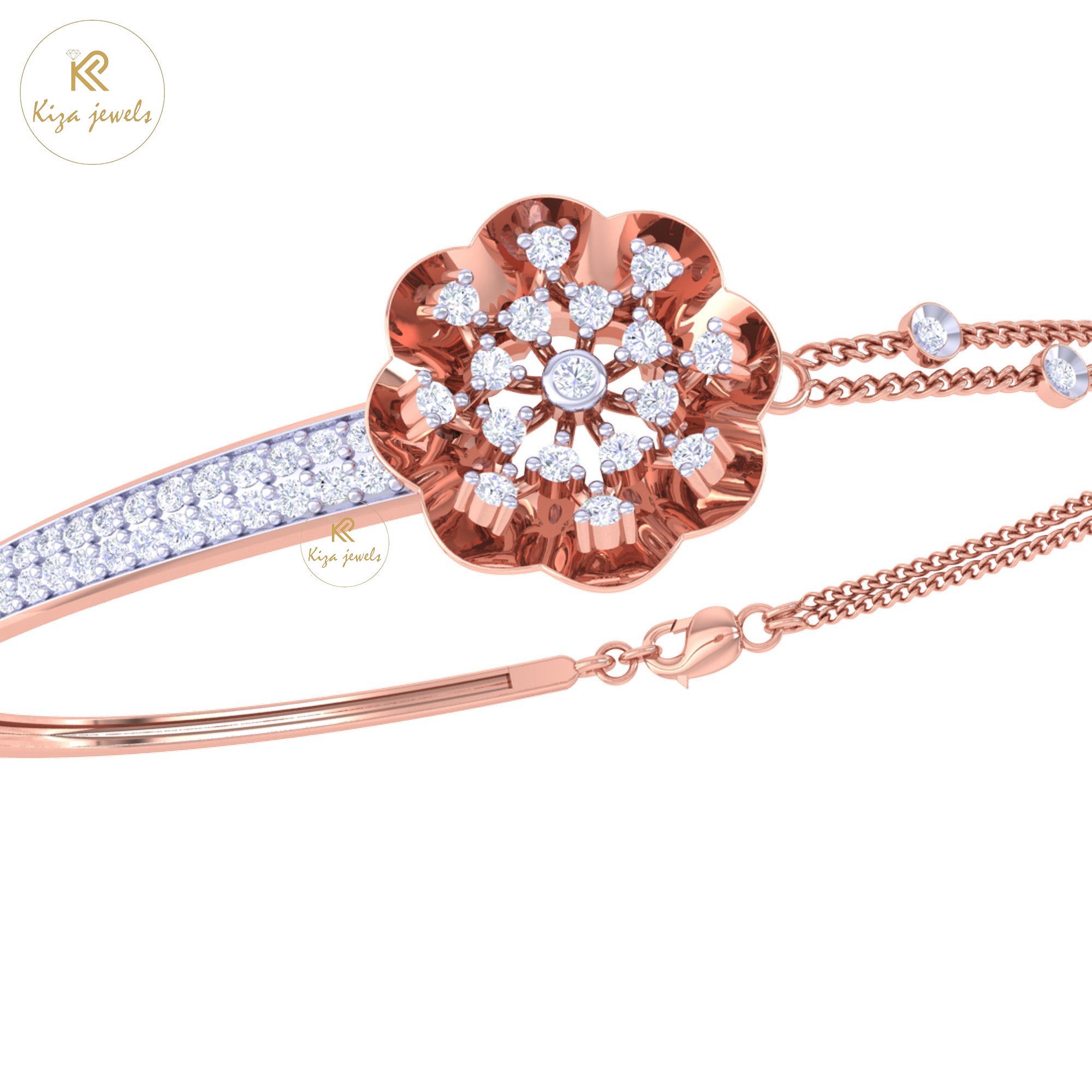 0.52 TDW Round Cut Diamond women's Bangle Bracelet