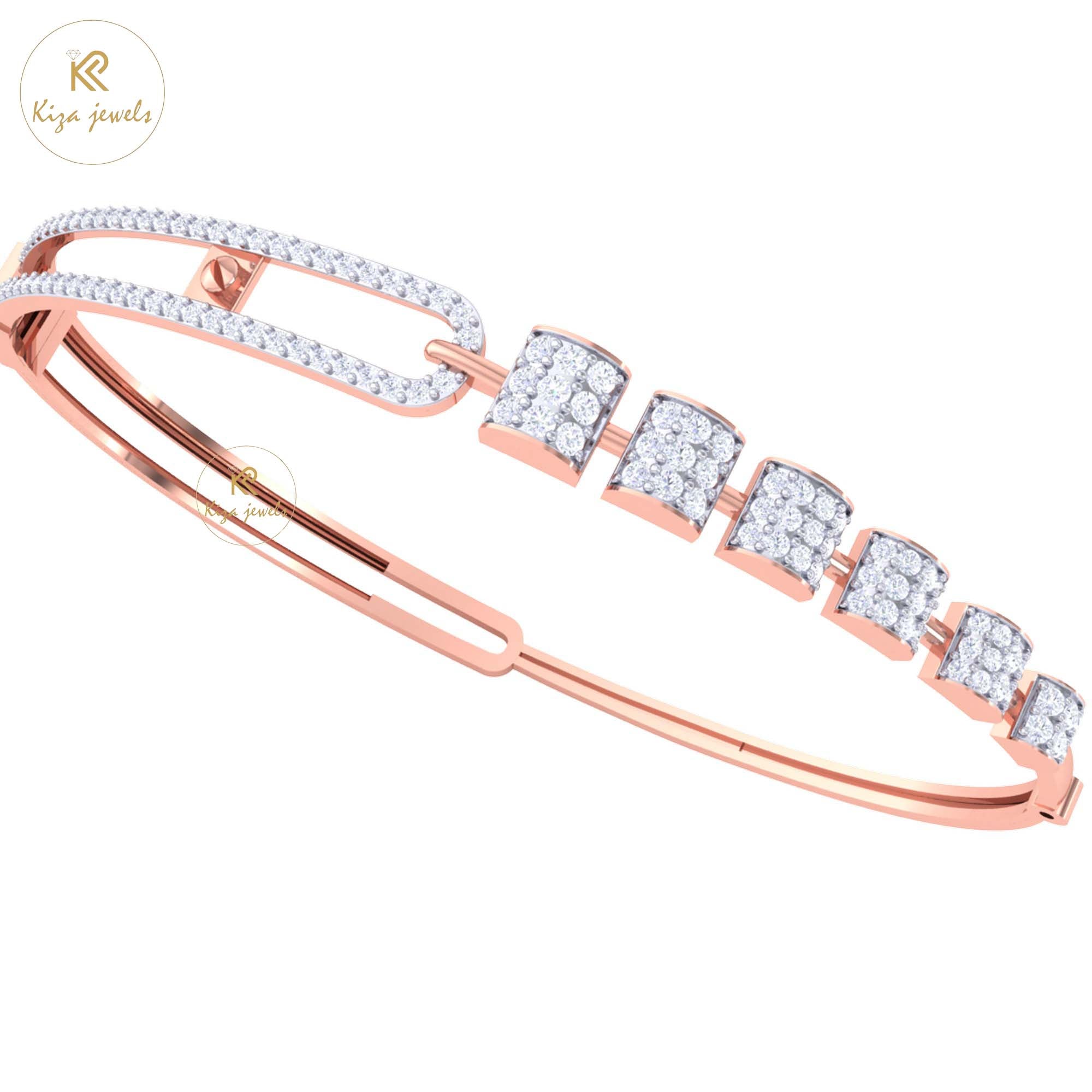 1.40 TDW Round Cut Diamond women's Bangle Bracelet