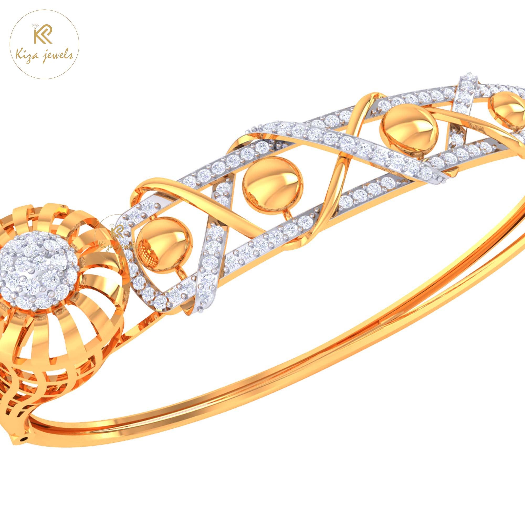 1.12 TDW Round Cut Diamond women's Bangle Bracelet