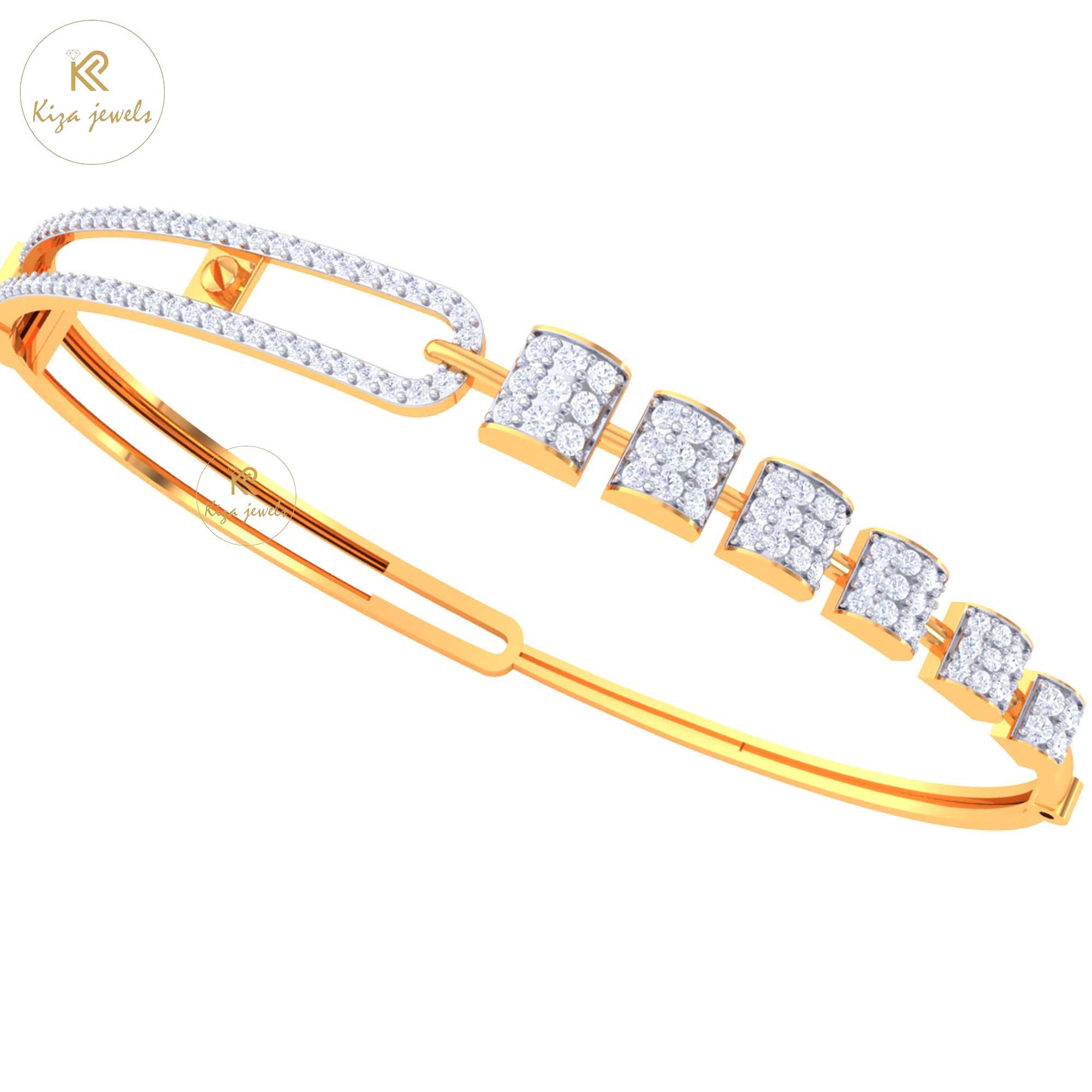 1.40 TDW Round Cut Diamond women's Bangle Bracelet