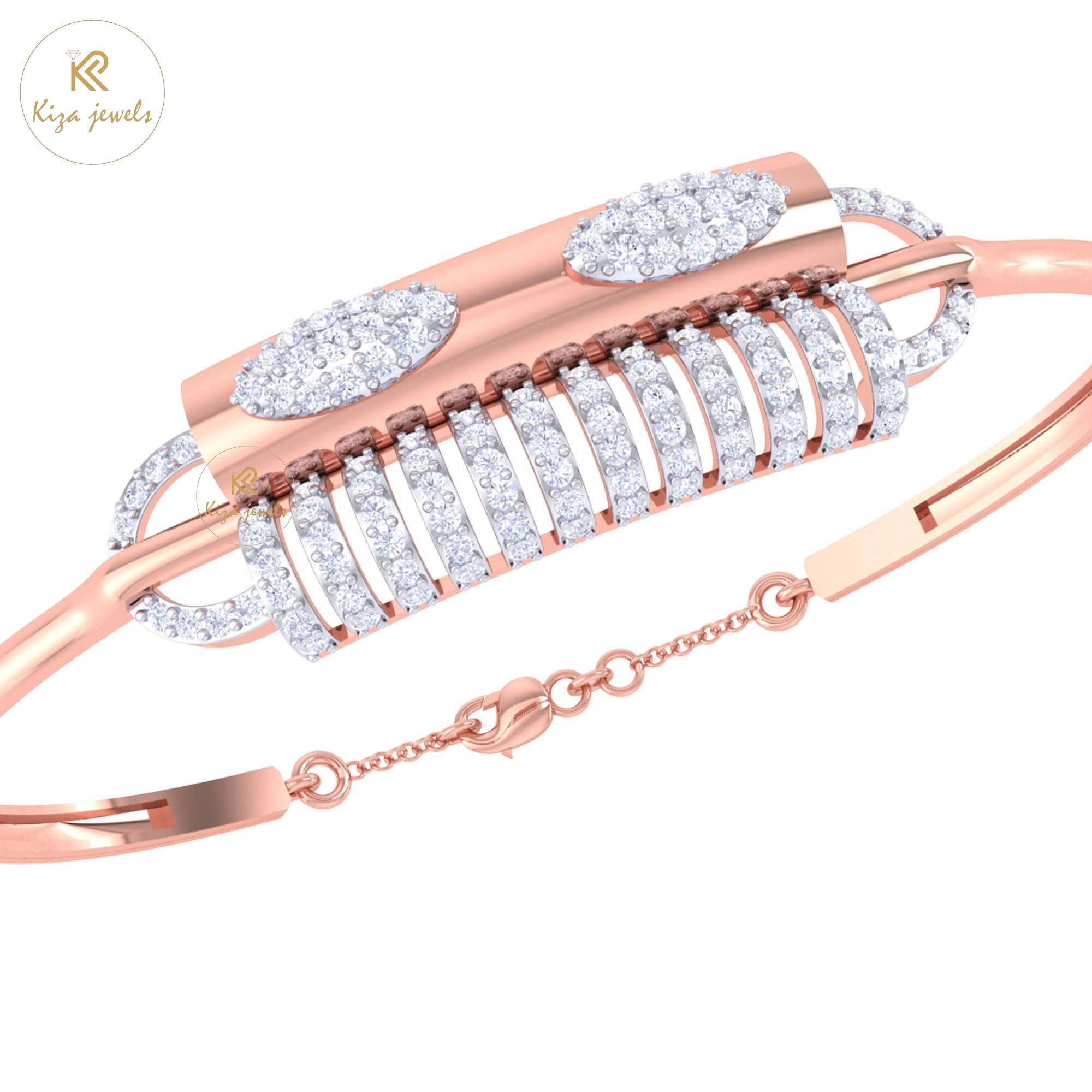 1.52 TDW Round Cut Diamond women's Bangle Bracelet