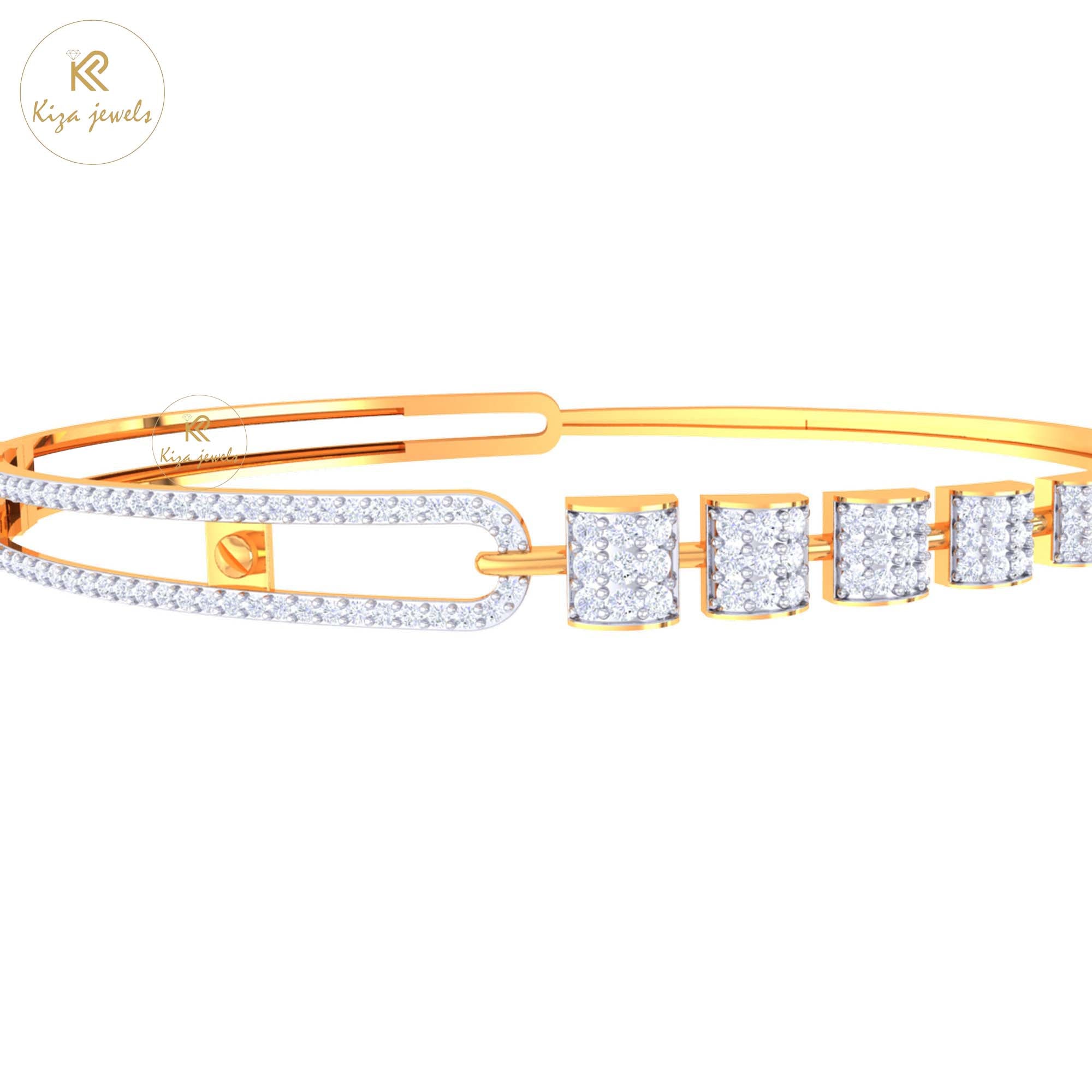 1.40 TDW Round Cut Diamond women's Bangle Bracelet