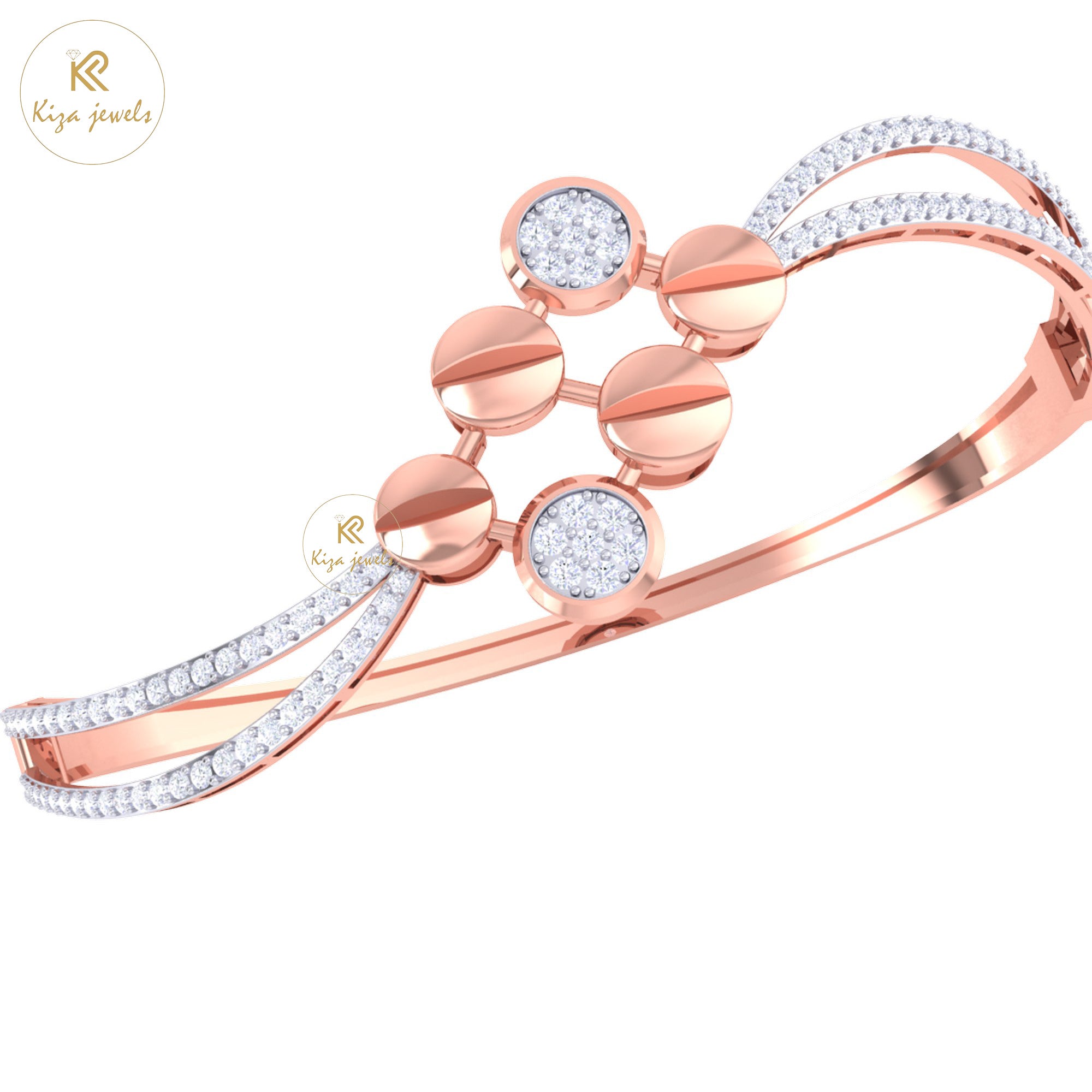 1.23 TDW Round Cut Diamond women's Bangle Bracelet