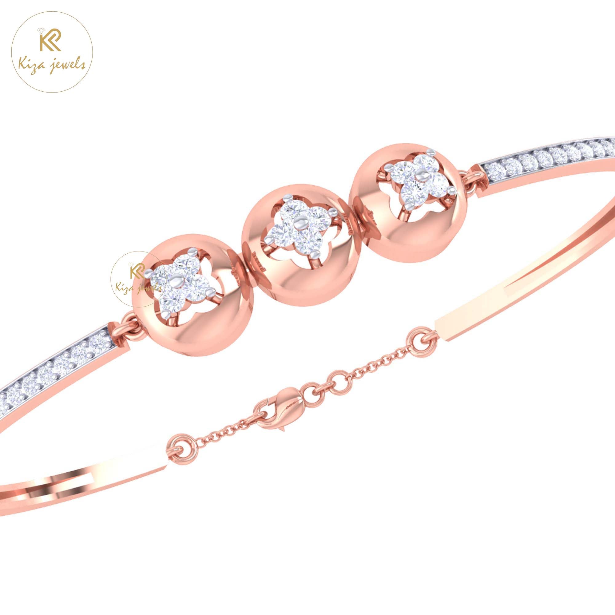 0.65 TDW Round Cut Diamond women's Bangle Bracelet