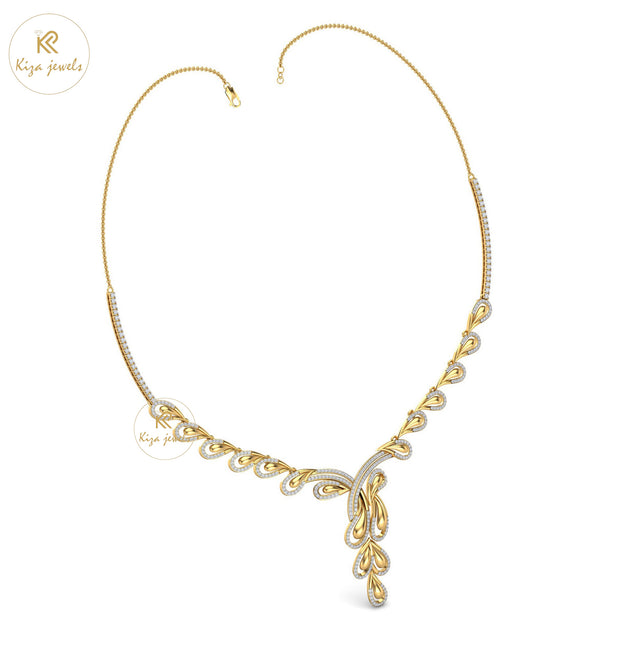 1.137 TDW Round Cut Diamond Yellow Gold Charm Necklace