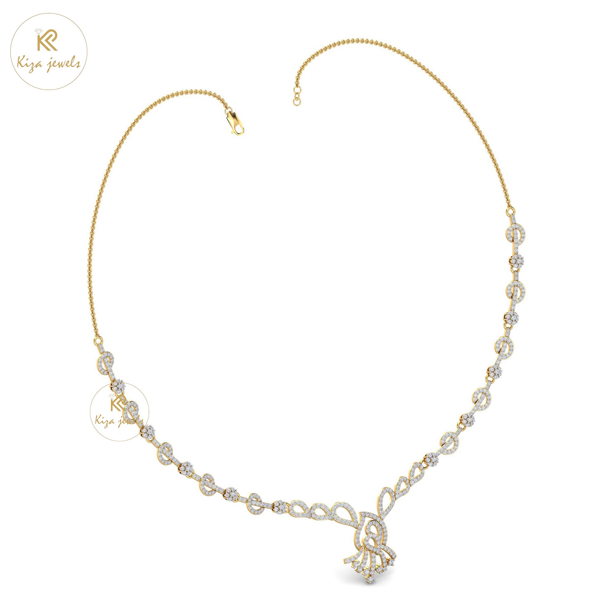 3.147 TDW Round Cut Diamond Yellow Gold Charm Necklace