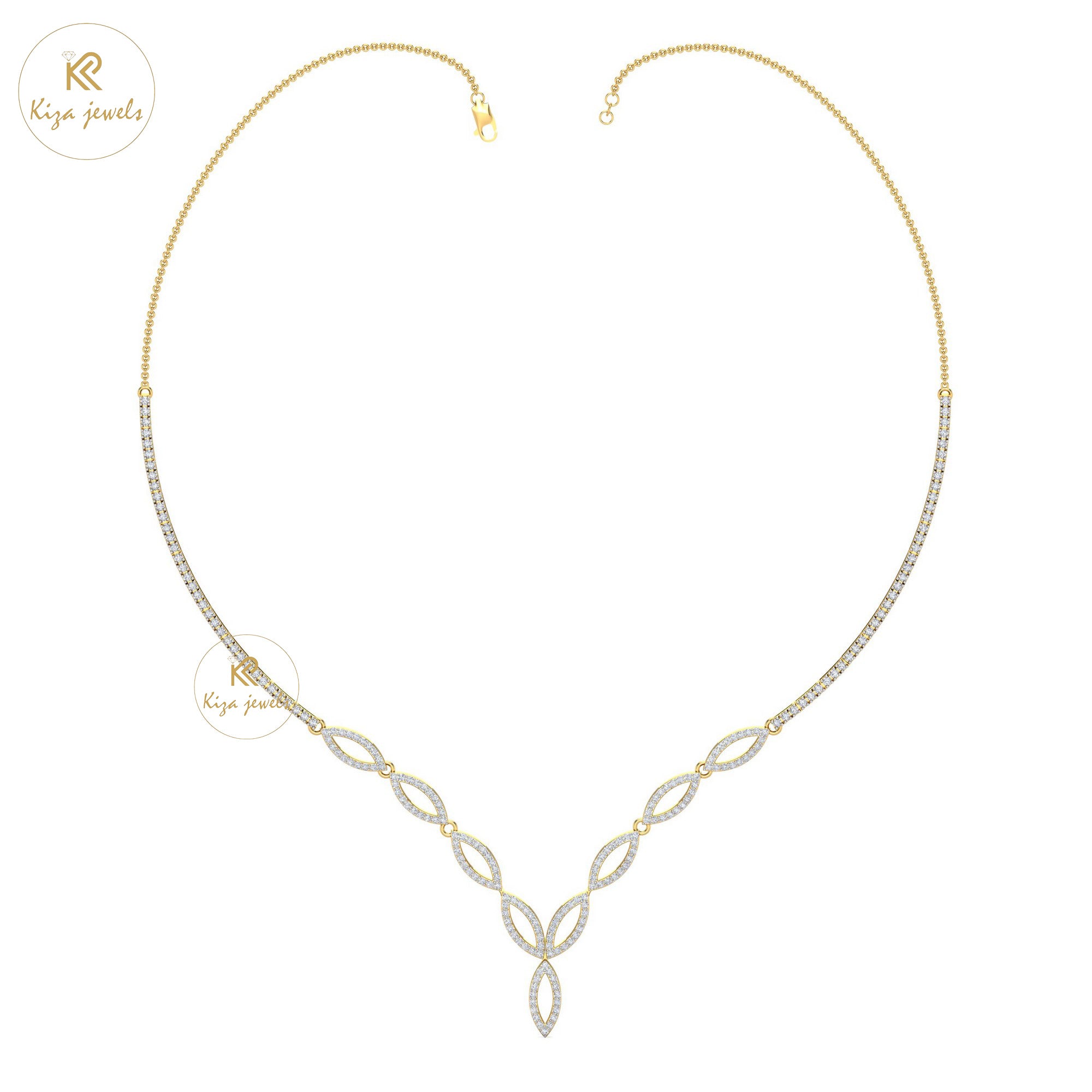 2.298 TDW Round Cut Diamond Yellow Gold Charm Necklace