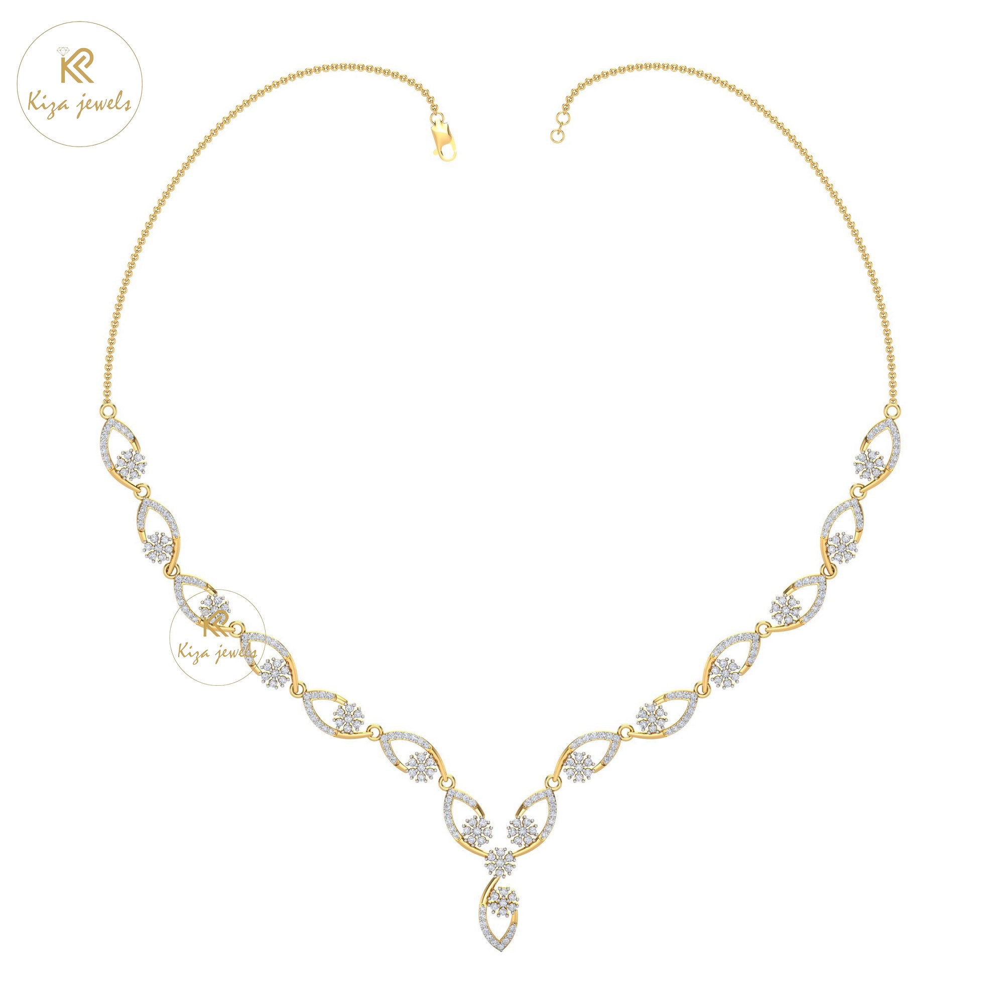 2.549 TDW Round Cut Diamond Yellow Gold Charm Necklace