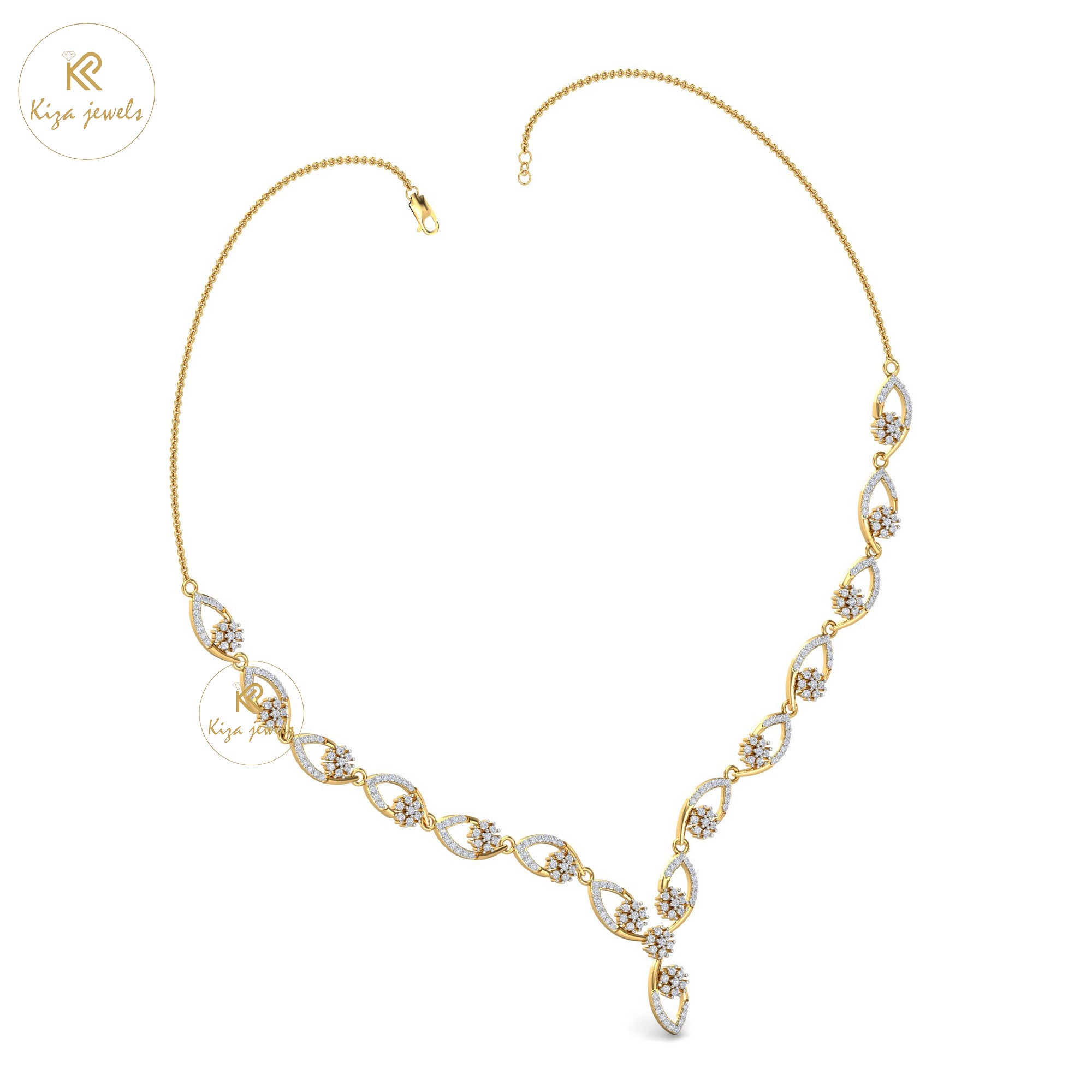 2.549 TDW Round Cut Diamond Yellow Gold Charm Necklace