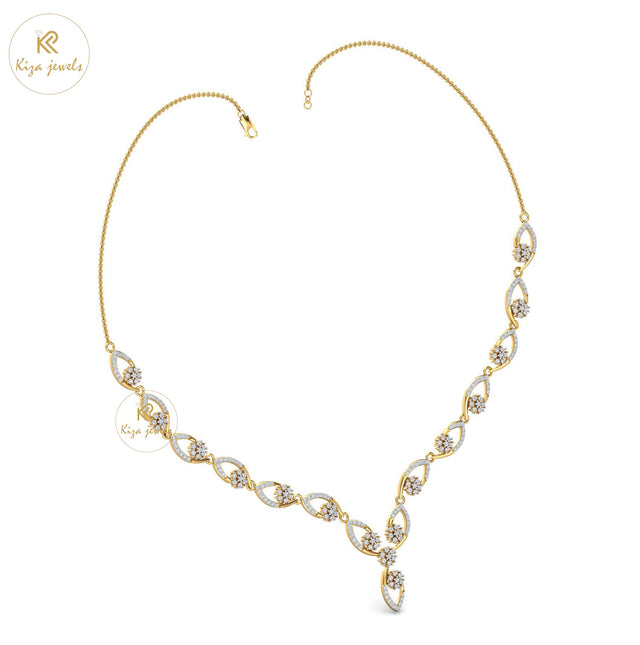 2.549 TDW Round Cut Diamond Yellow Gold Charm Necklace