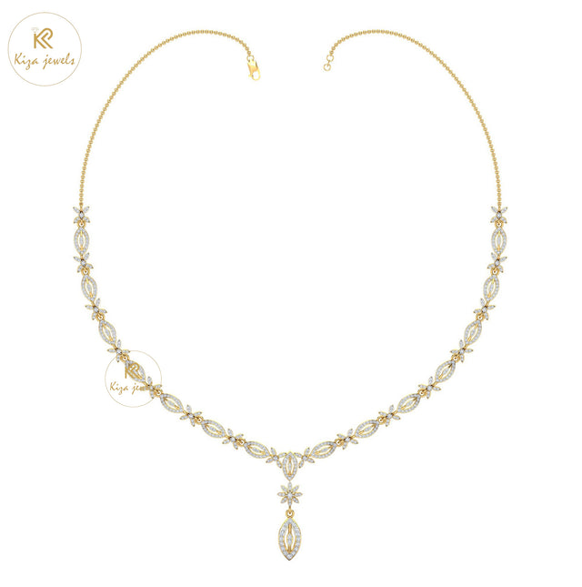 2.804 TDW Round Cut Diamond Yellow Gold Charm Necklace