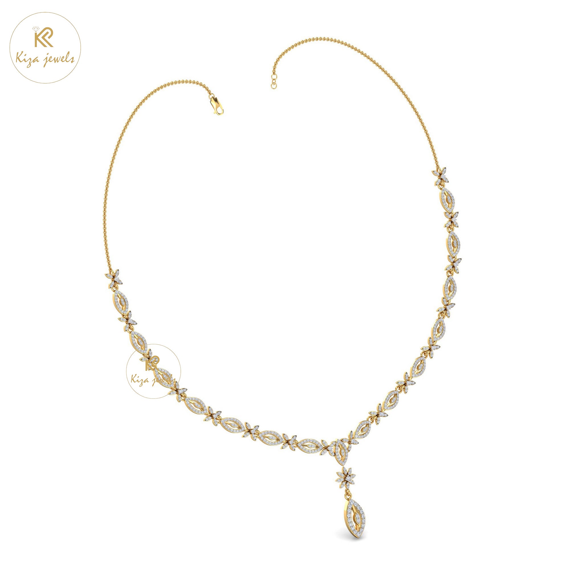 2.804 TDW Round Cut Diamond Yellow Gold Charm Necklace