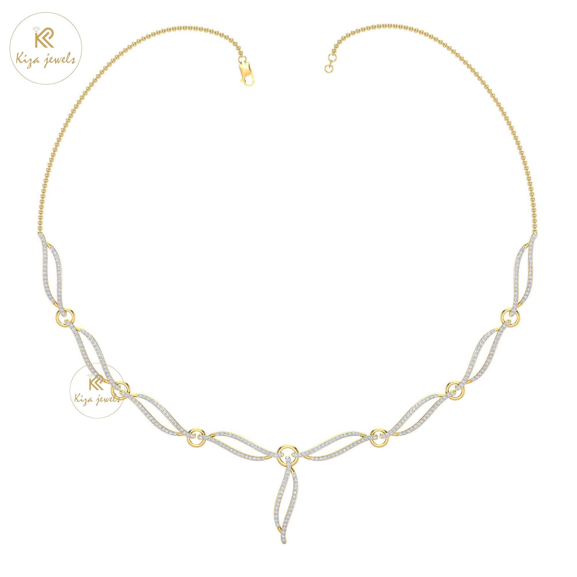 2.25 TDW Round Cut Diamond Yellow Gold Charm Necklace