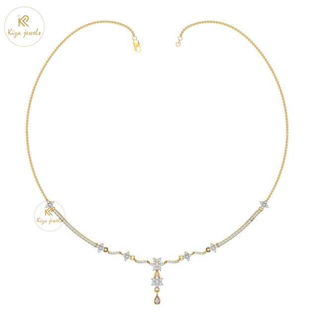 2.142 TDW Round Cut Diamond Yellow Gold Charm Necklace