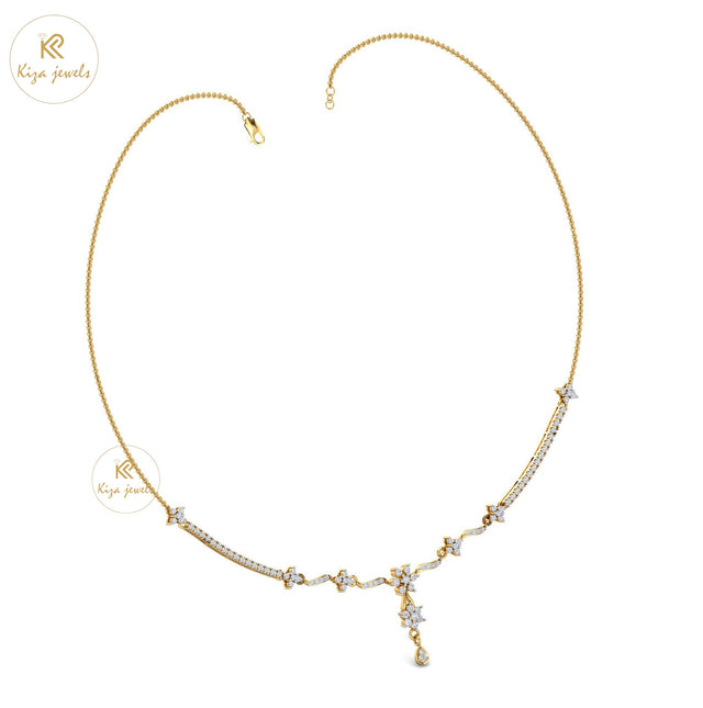 2.142 TDW Round Cut Diamond Yellow Gold Charm Necklace