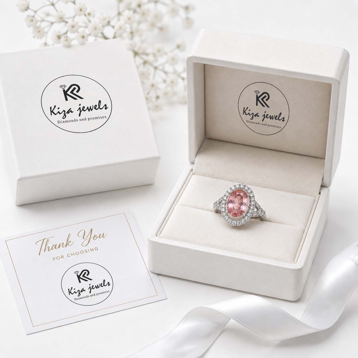 Oval Pink Lab Grown Diamond Halo Ring in 925 Sterling Silver | Vintage Engagement Ring