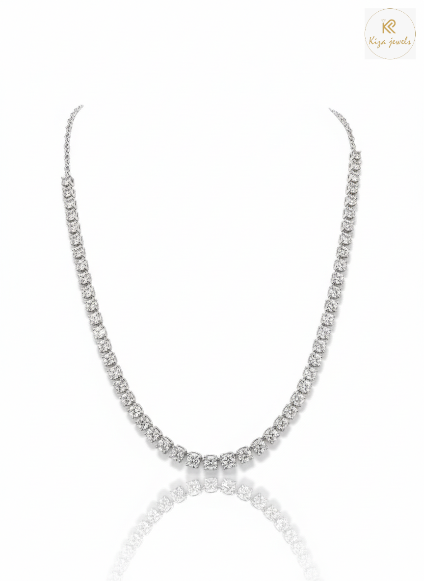 14.79 TDW Round cut Diamond Tennis Necklace