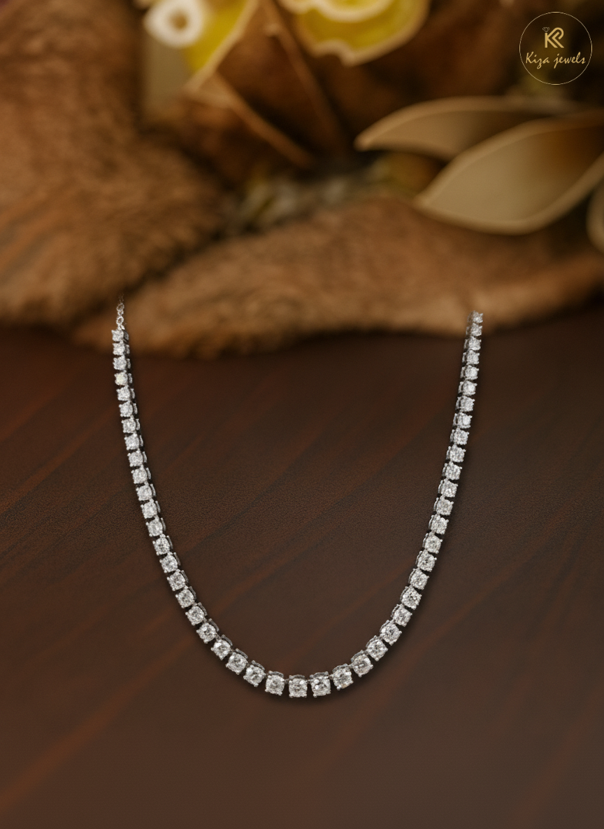 14.79 TDW Round cut Diamond Tennis Necklace
