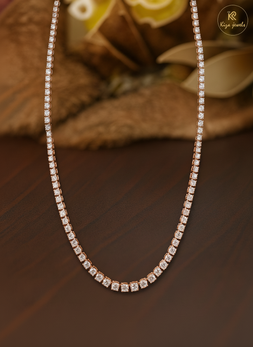 14.79 TDW Round cut Diamond Tennis Necklace