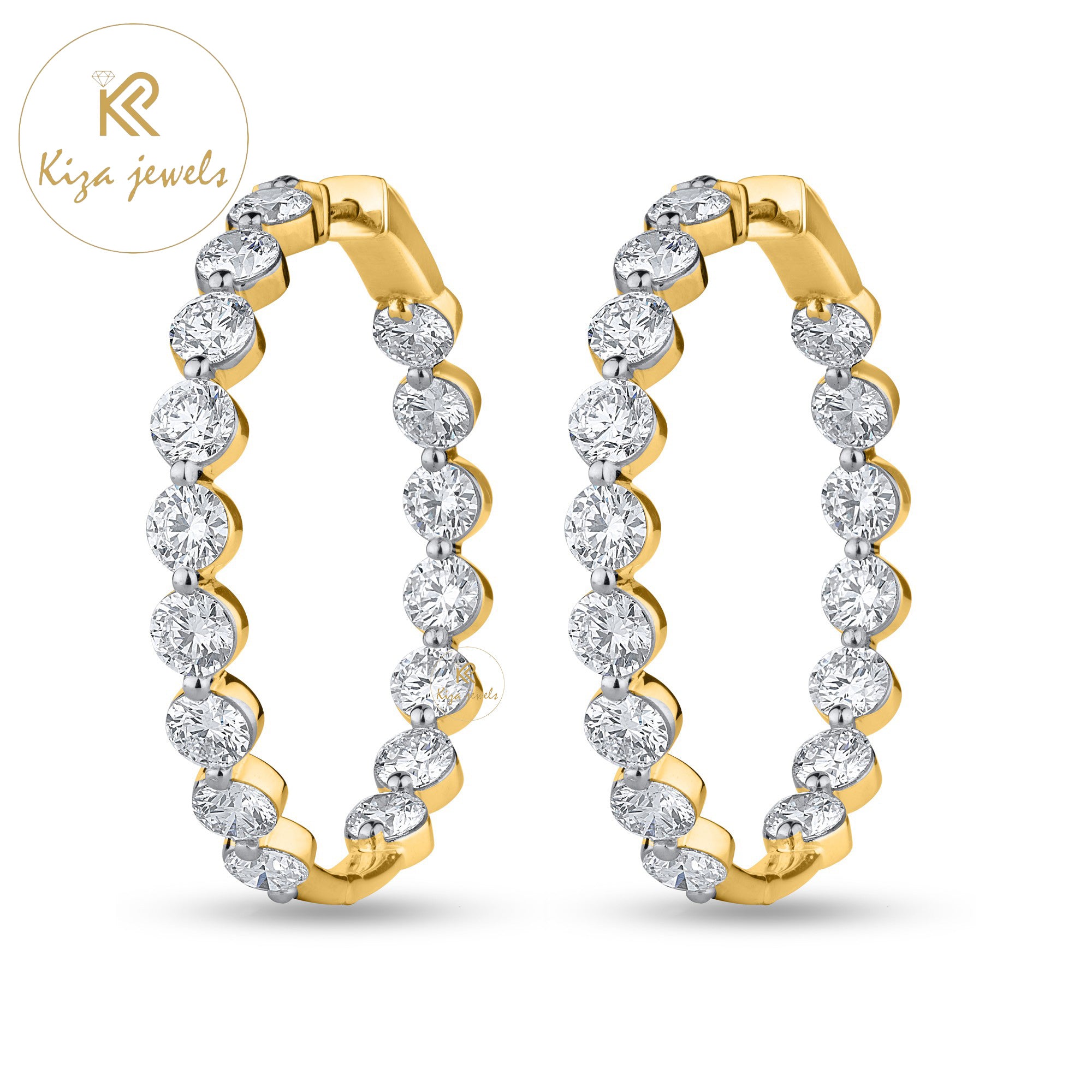 10.44 TDW Round Cut Diamond Hoop Earring