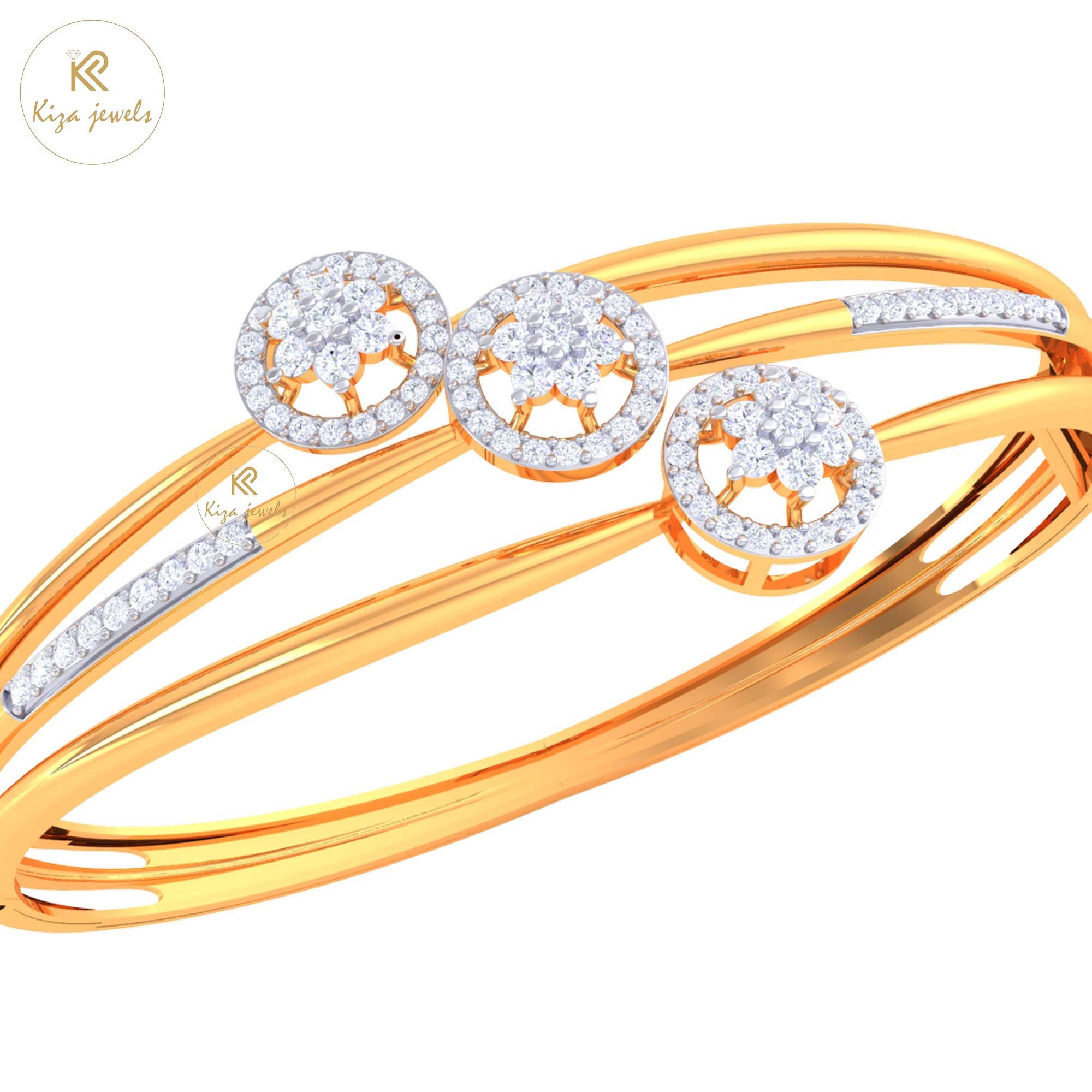 1.14 TDW Round Cut Diamond women's Bangle Bracelet